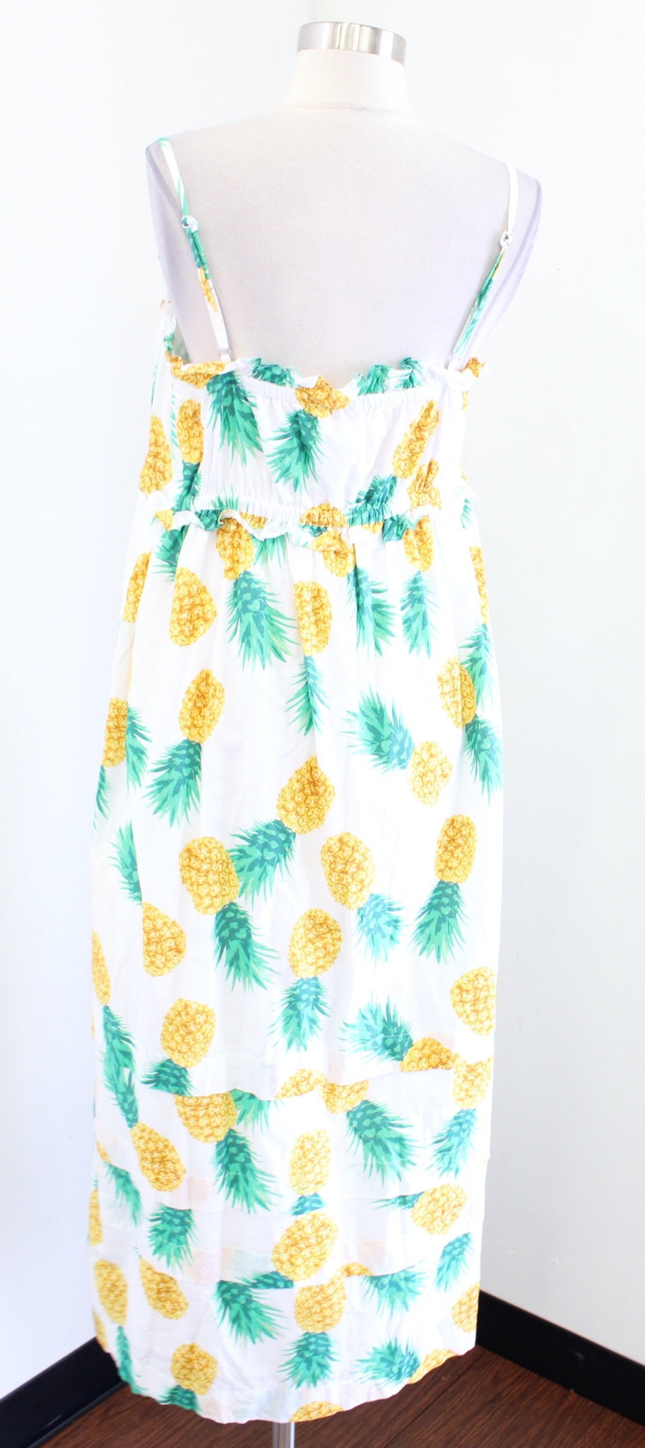J Crew Factory Pineapple Print Ruffle Square Neck Midi Maxi Dress Size 10 Casual