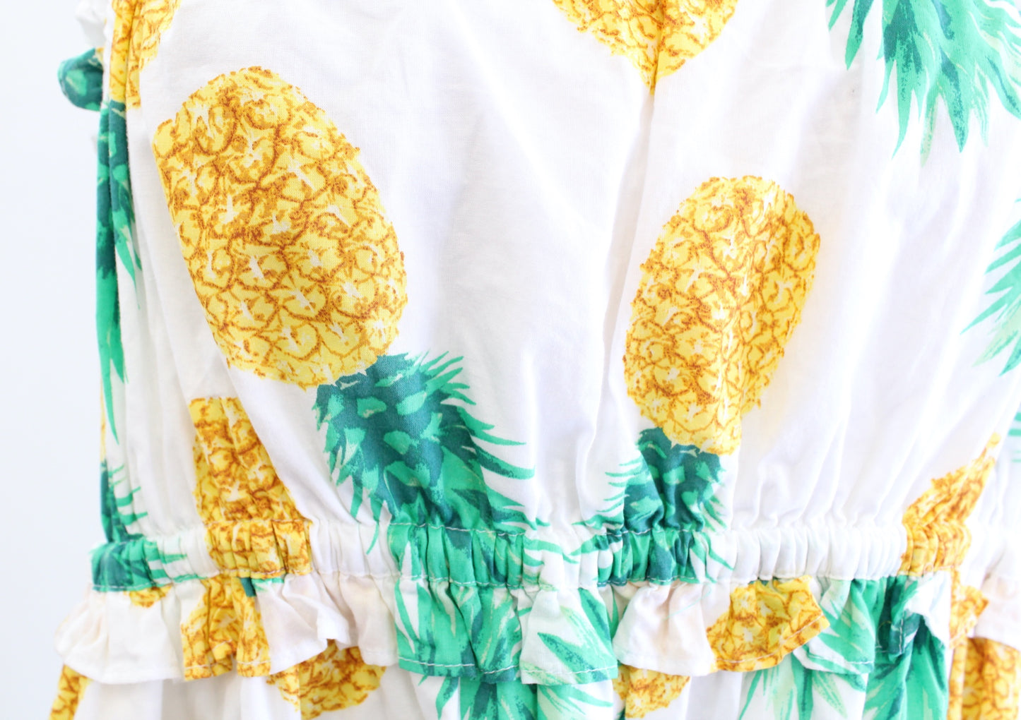 J Crew Factory Pineapple Print Ruffle Square Neck Midi Maxi Dress Size 10 Casual