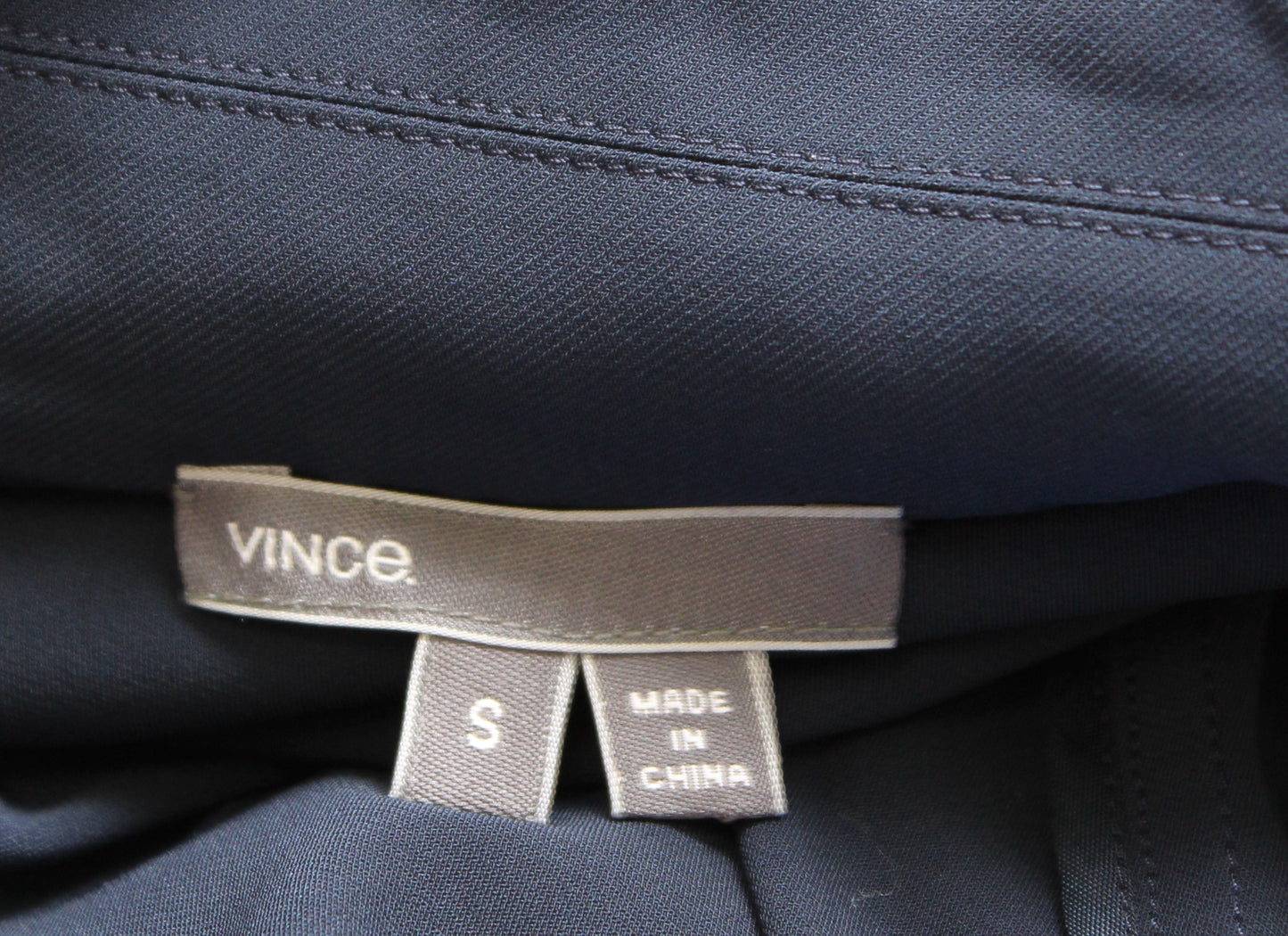 VINCE Navy Blue Laser Cut Trench Style Vest Jacket Zip Front Size S Sleeveless