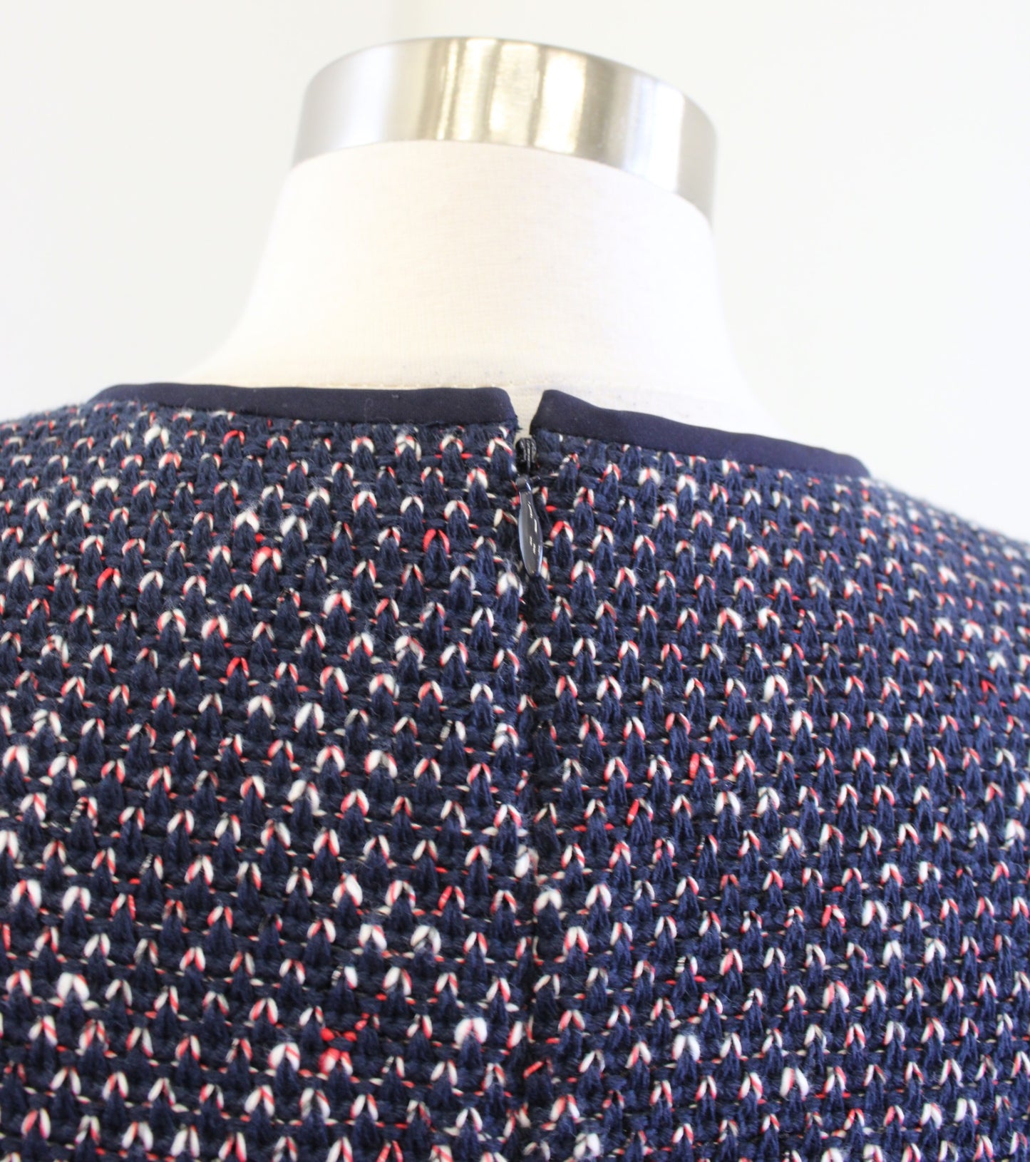 Derek Lam 10 Crosby Navy Blue Tweed Mixed Media Layered Combo Top Blouse Size 10 Sleeveless