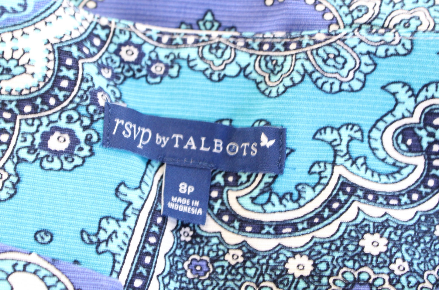Talbots RSVP Womens Blue White Paisley Print Shell Tank Top Blouse Size 8P