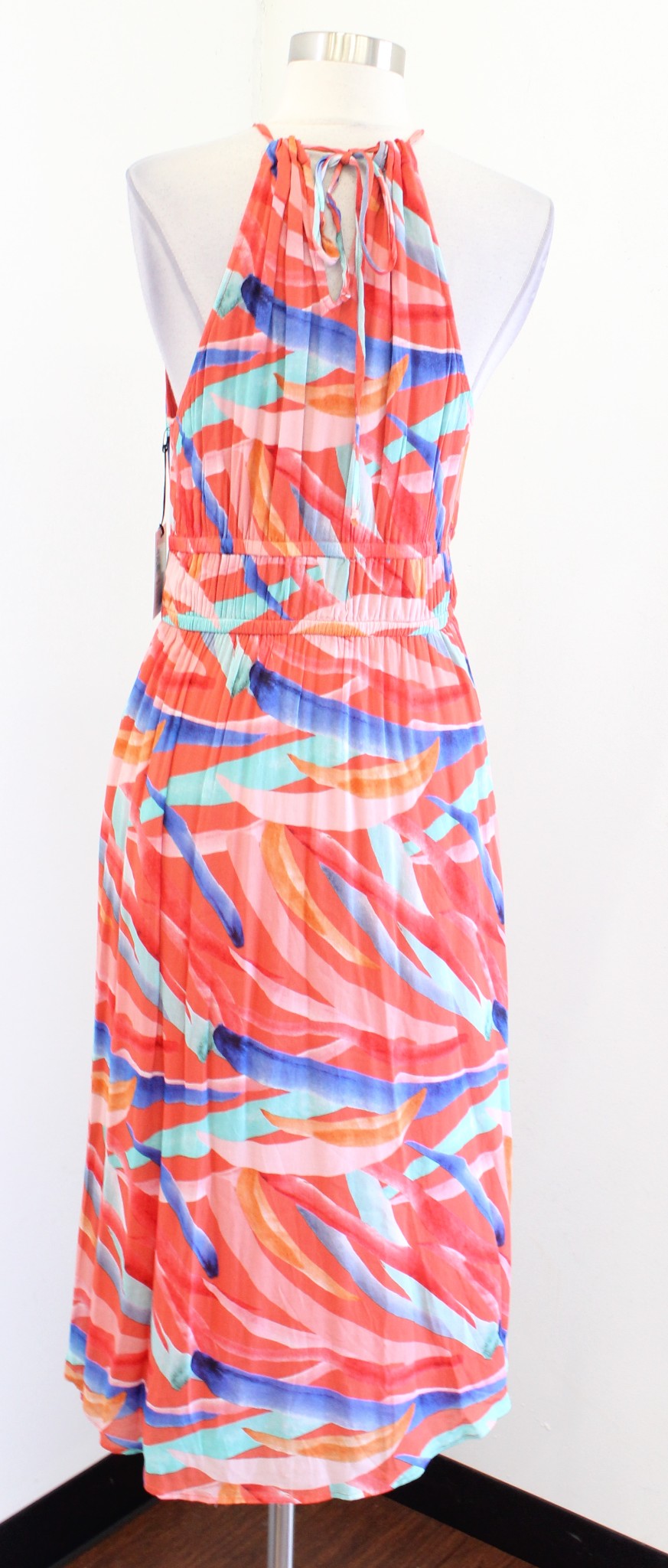 NWT Bella Dahl Watercolor Print Tie Halter Neck Midi Dress Sundress Size S Beach