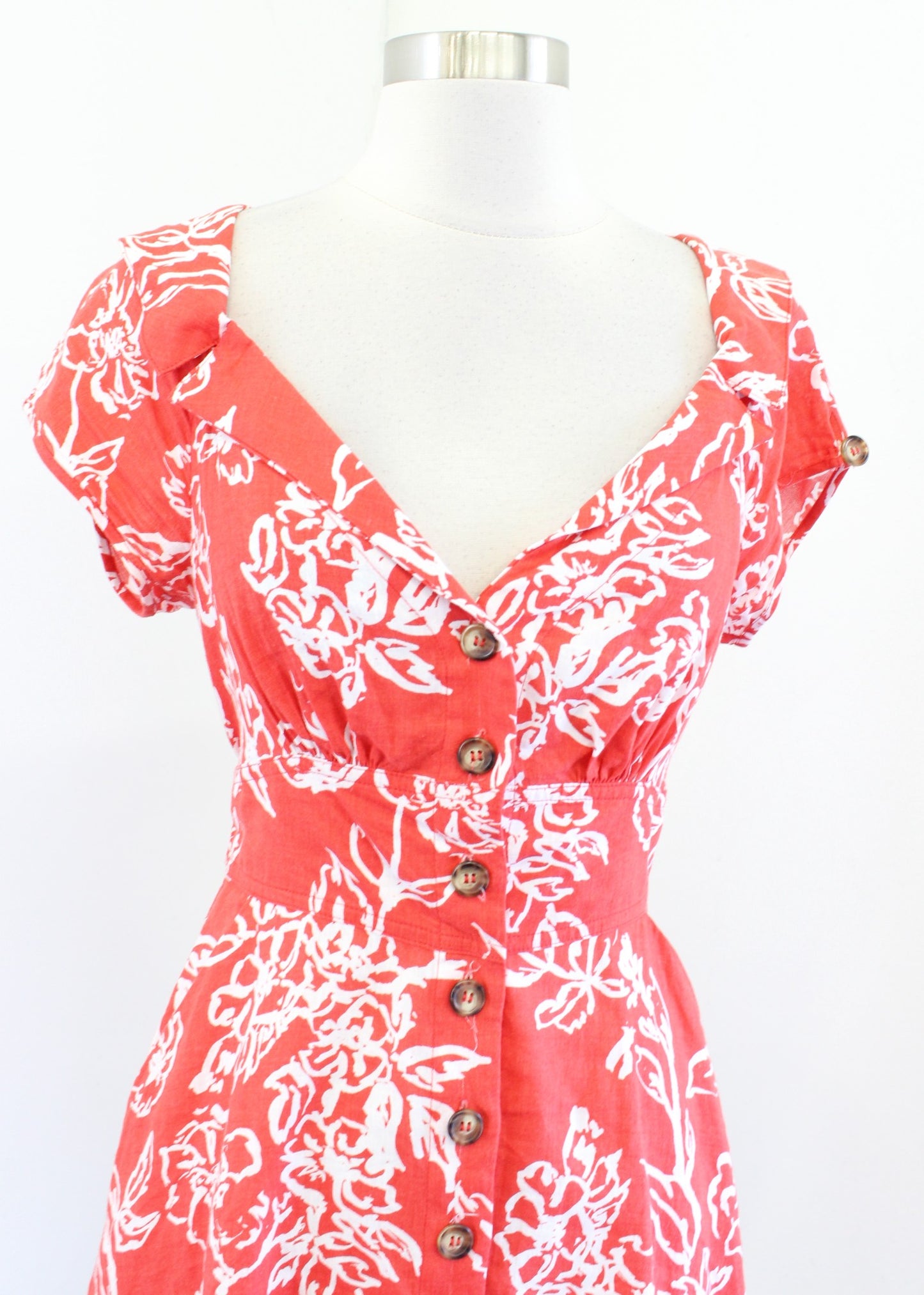 Free People A Thing Called Love Cherry Floral Linen Blend Mini Dress Size 4