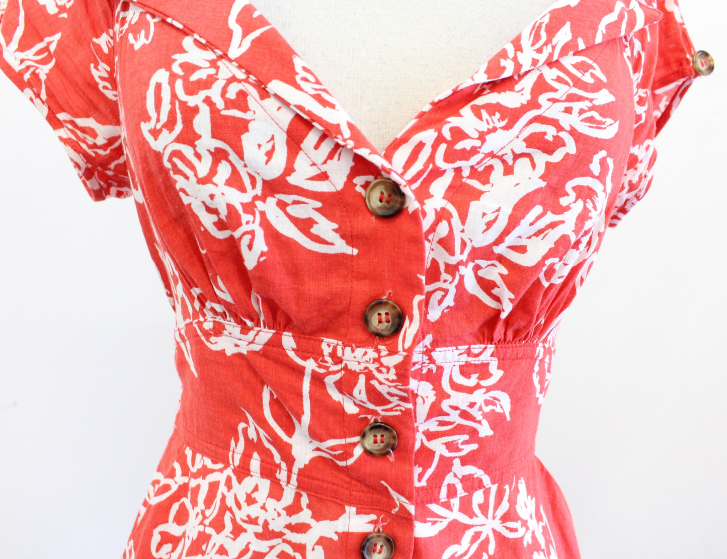Free People A Thing Called Love Cherry Floral Linen Blend Mini Dress Size 4