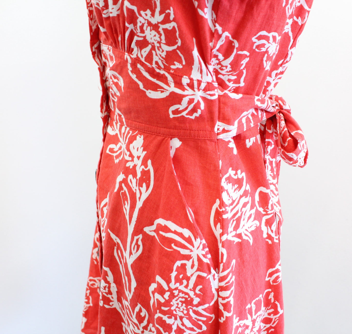 Free People A Thing Called Love Cherry Floral Linen Blend Mini Dress Size 4