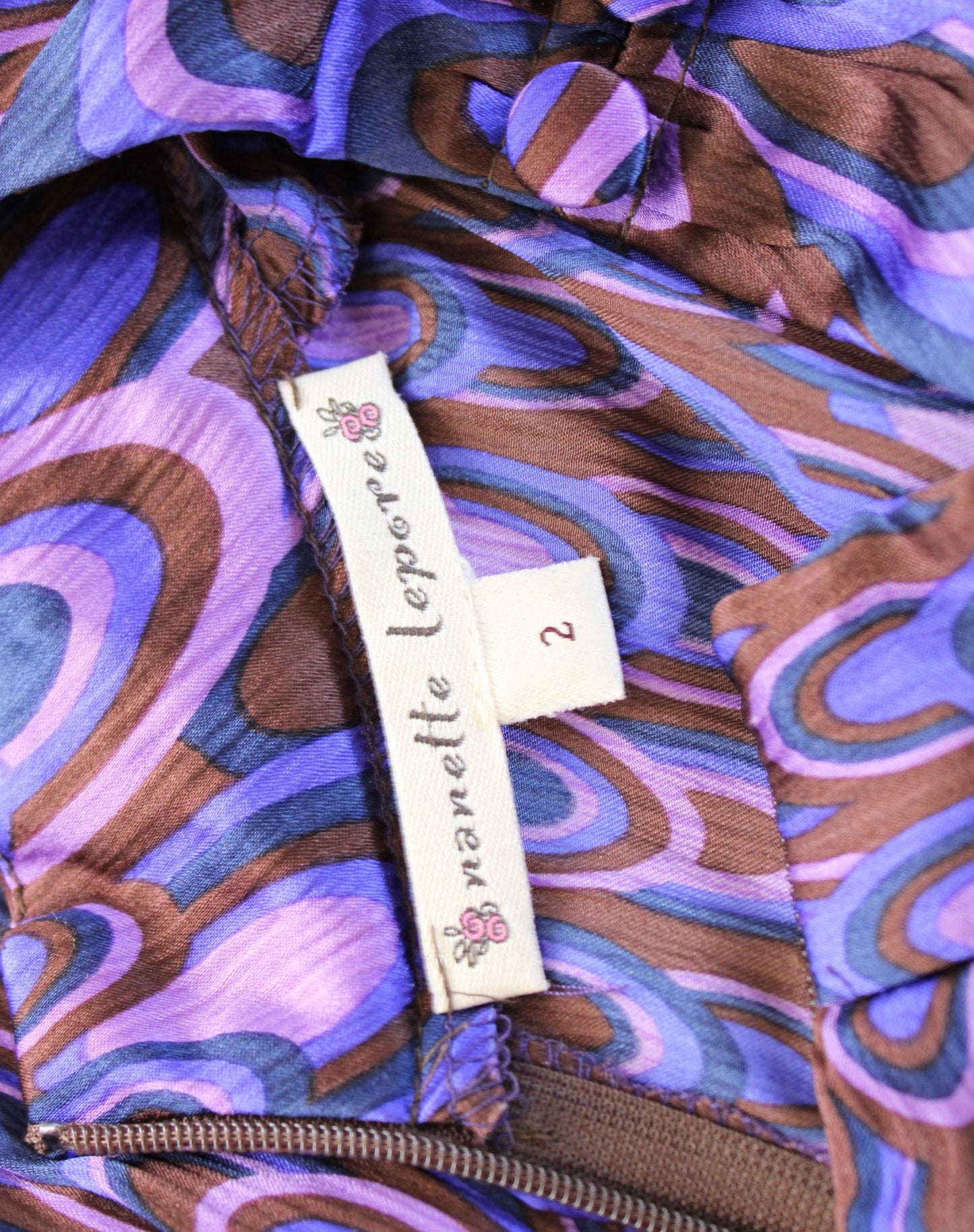 Nanette Leopore Purple Blue Geometric Print Silk Keyhole Collared Top Blouse 2 Sleeveless