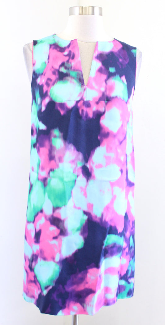 Kate Spade Keri Simply Cinema Watercolor Abstract Shift Dress Size 0 Blue Pink