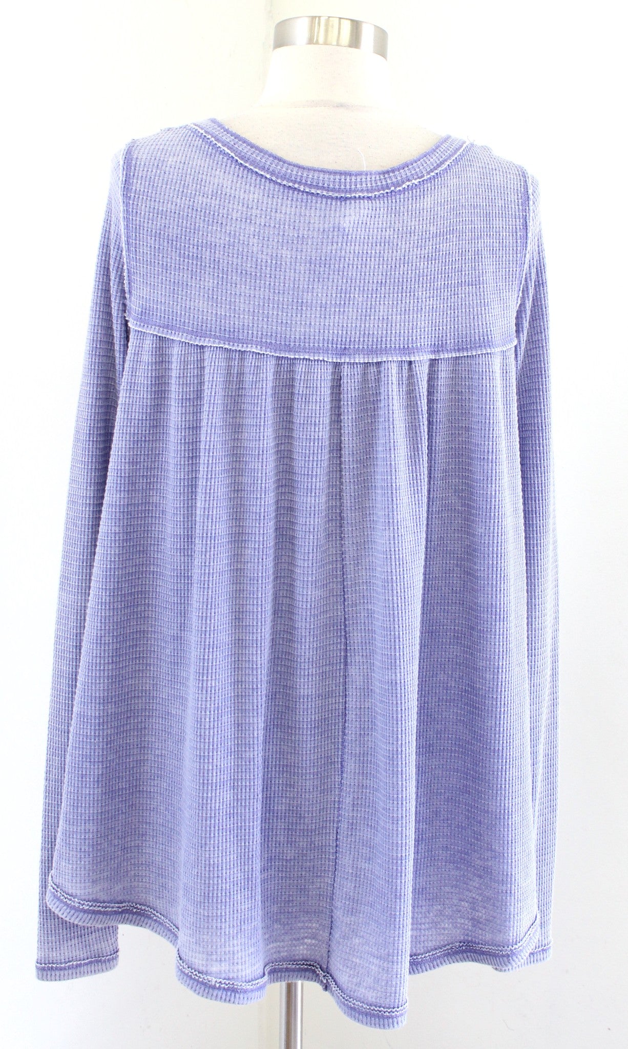 Free People Kai Lilac Thermal Knit Swing Top Oversized Blouse Size XS Boho