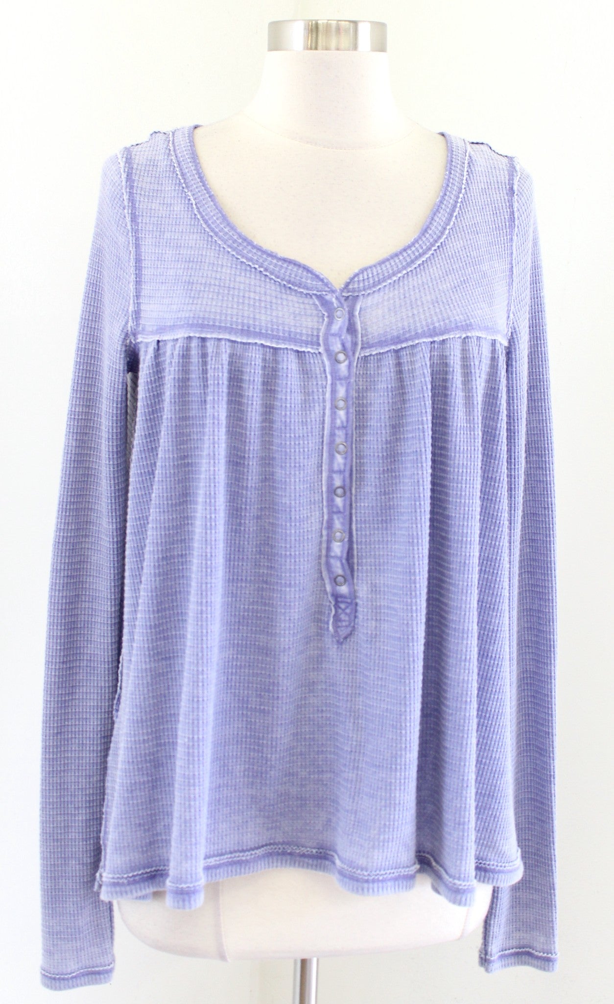 Free People Kai Lilac Thermal Knit Swing Top Oversized Blouse Size XS Boho