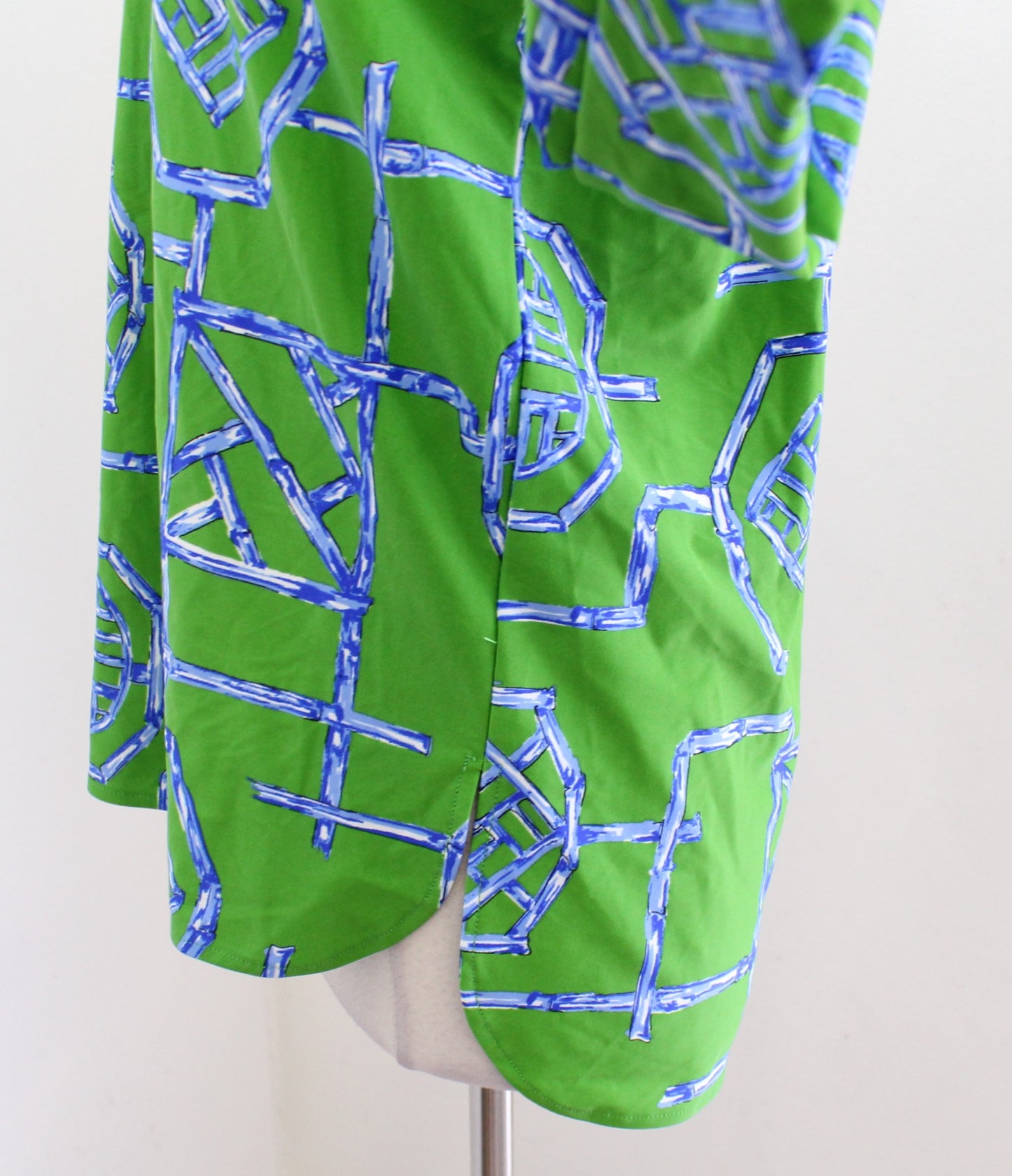 Jude Connally Hadley Green Blue Bamboo Geometric Print Jude Cloth Top Blouse XS