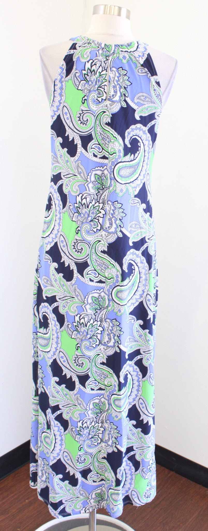 Jude Connally Blue Green Paisley Print Jude Cloth Maxi Dress Size XS Halter