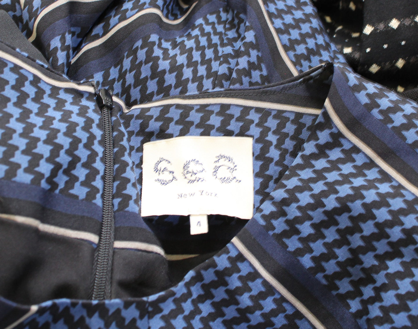 Sea New York Blue Black Squiggle Stripe Diamond Silk Blend Sheath Dress Size 4