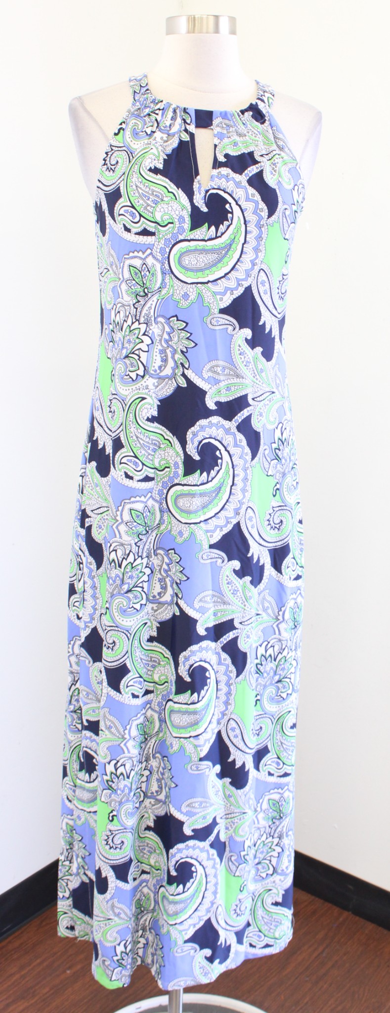 Jude Connally Blue Green Paisley Print Jude Cloth Maxi Dress Size XS Halter