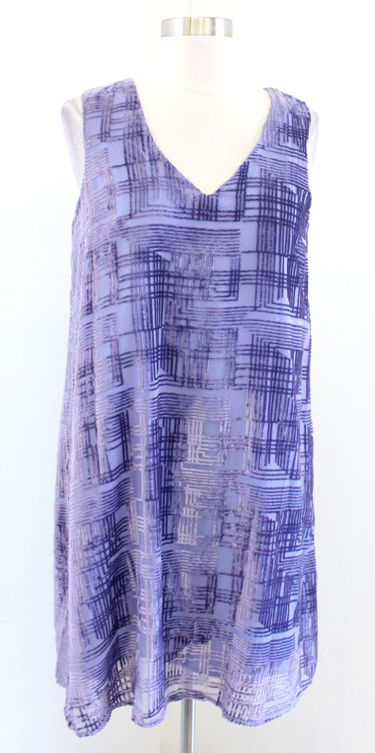 Eri + Ali Anthropologie Abernathie Blue / Purple Burnout Velvet Shift Dress Sz 6