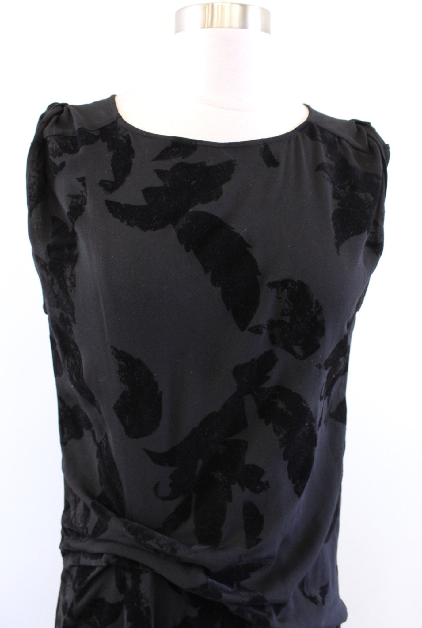 AllSaints Riviera Lux Velvet Floral Print Hi Lo Knot Ruched Midi Dress Size Us 0