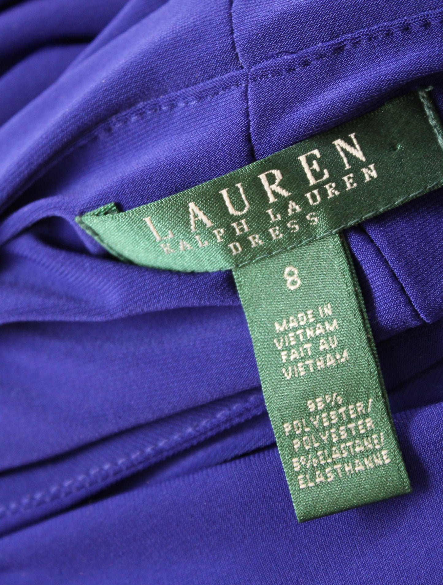 Lauren Ralph Lauren Blue Jersey Tie Front Ruched Sheath Dress Size 8 Career