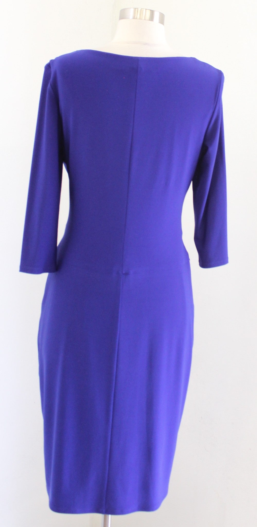 Lauren Ralph Lauren Blue Jersey Tie Front Ruched Sheath Dress Size 8 Career