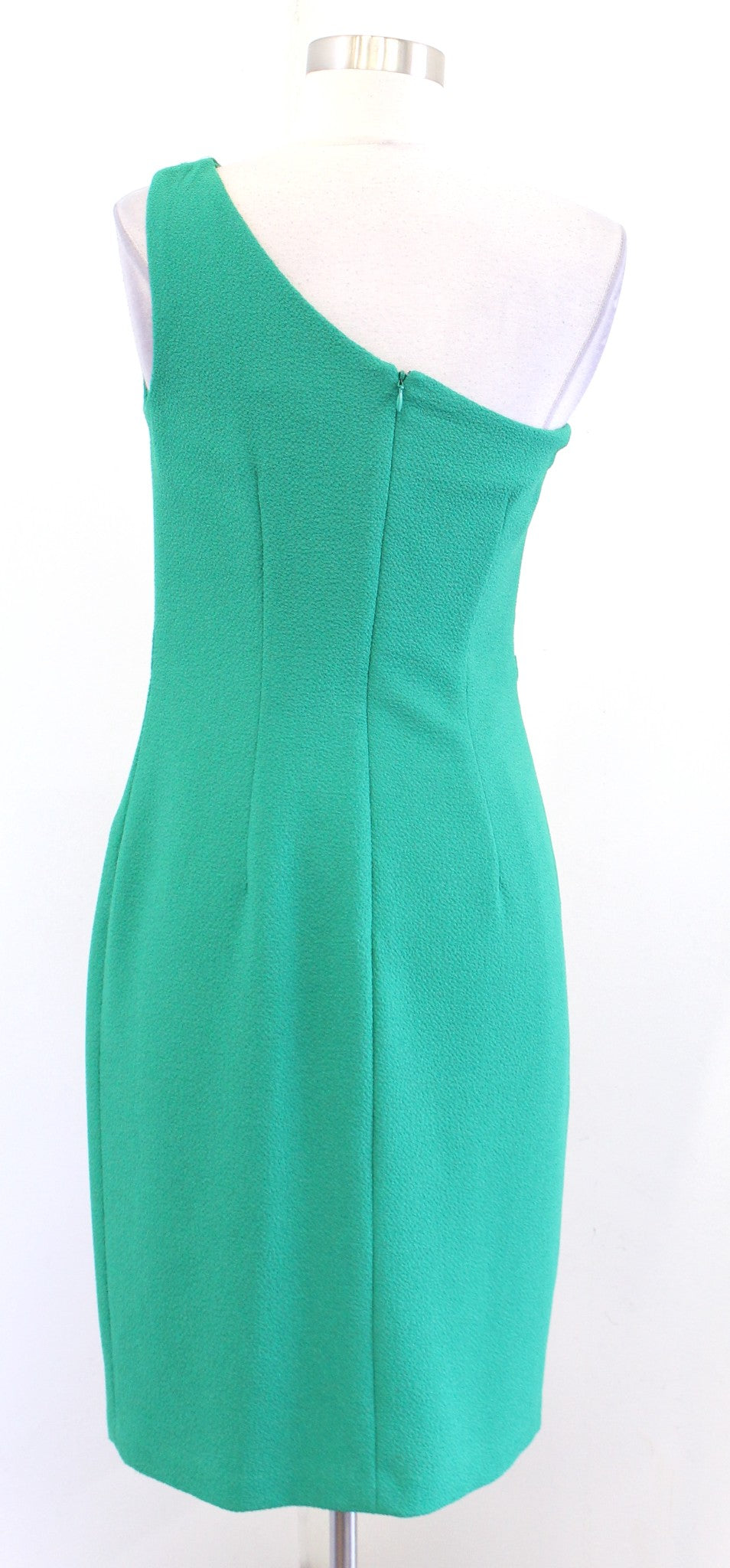 David Meister Green One Shoulder Ruched Ruffle Cocktail Party Dress Sz 2 Holiday