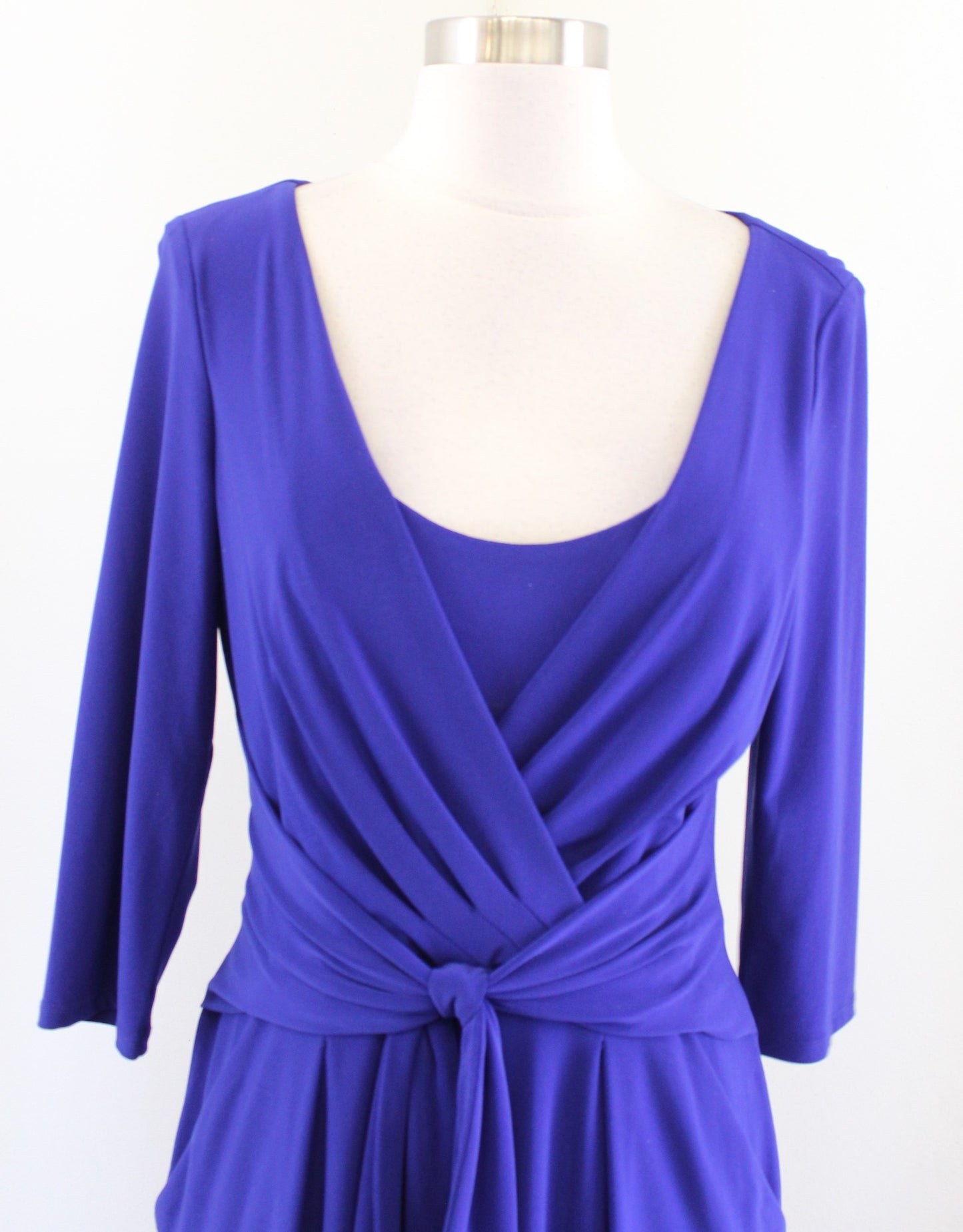Lauren Ralph Lauren Blue Jersey Tie Front Ruched Sheath Dress Size 8 Career