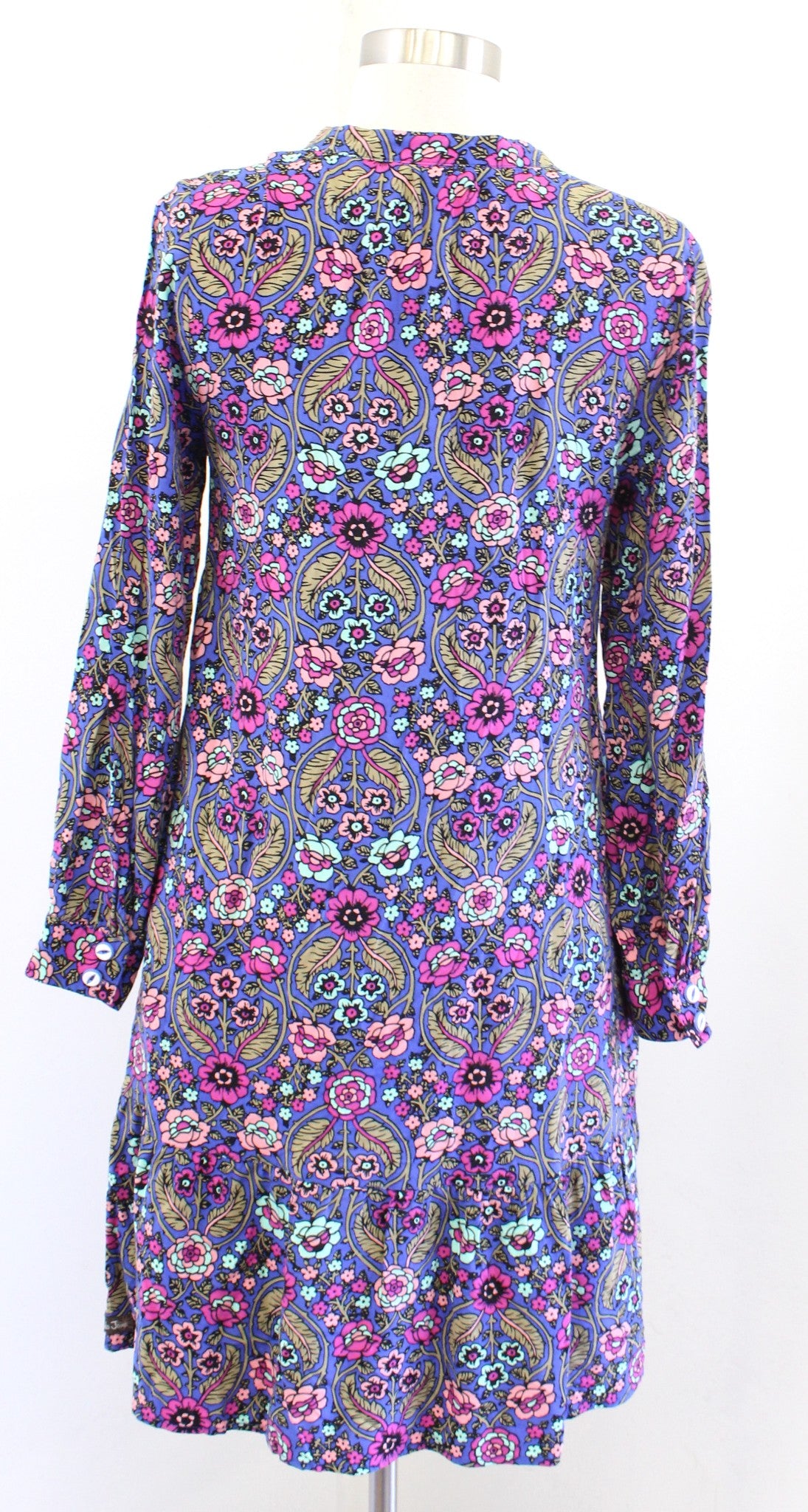 Matilda Jane Thoughts and Dreams Blue Floral Lace Trim Tunic Shift Dress Size S