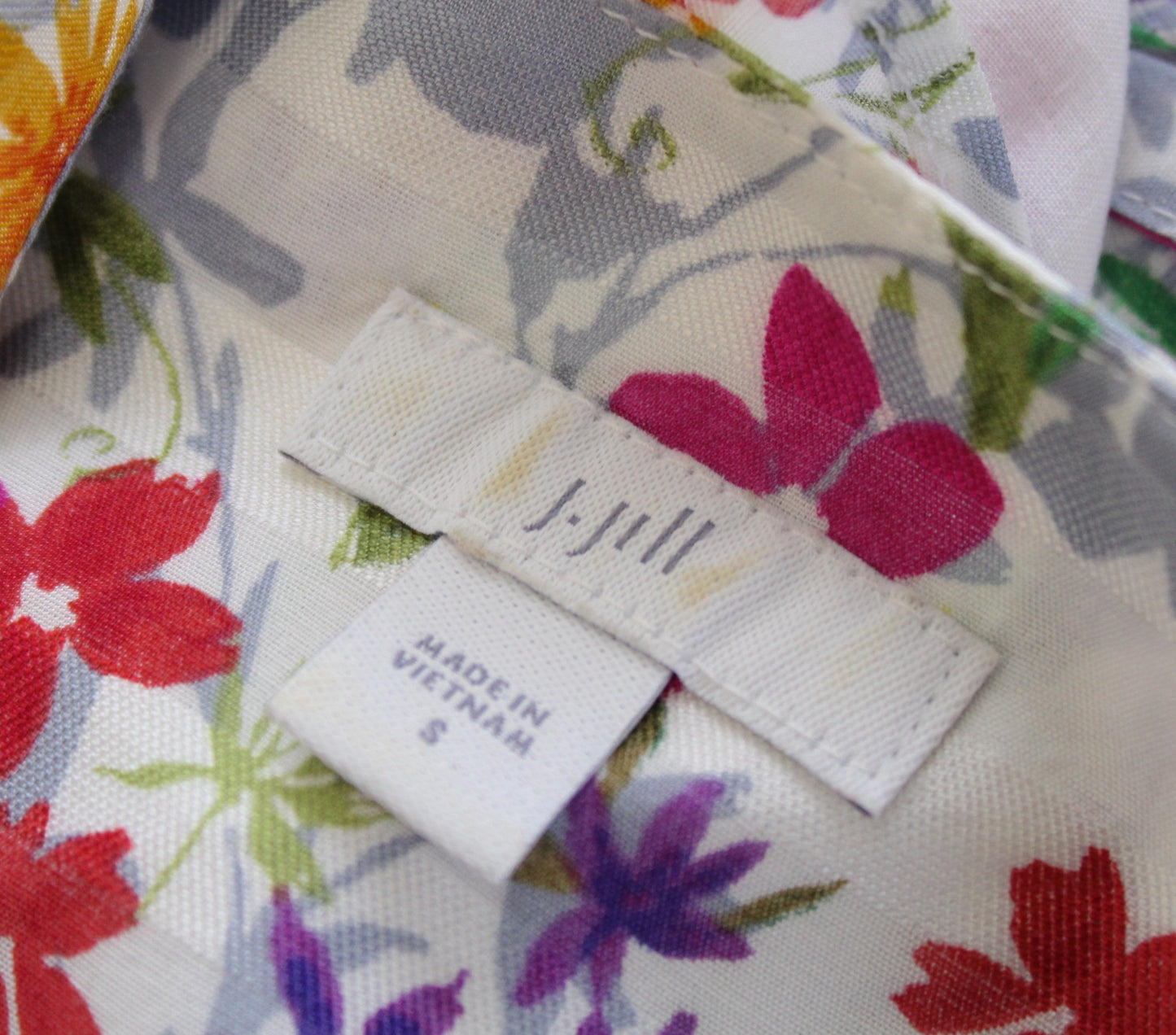 J Jill Summer Floral Print Button Front Ruffle Blouson Maxi Dress Size S Ivory