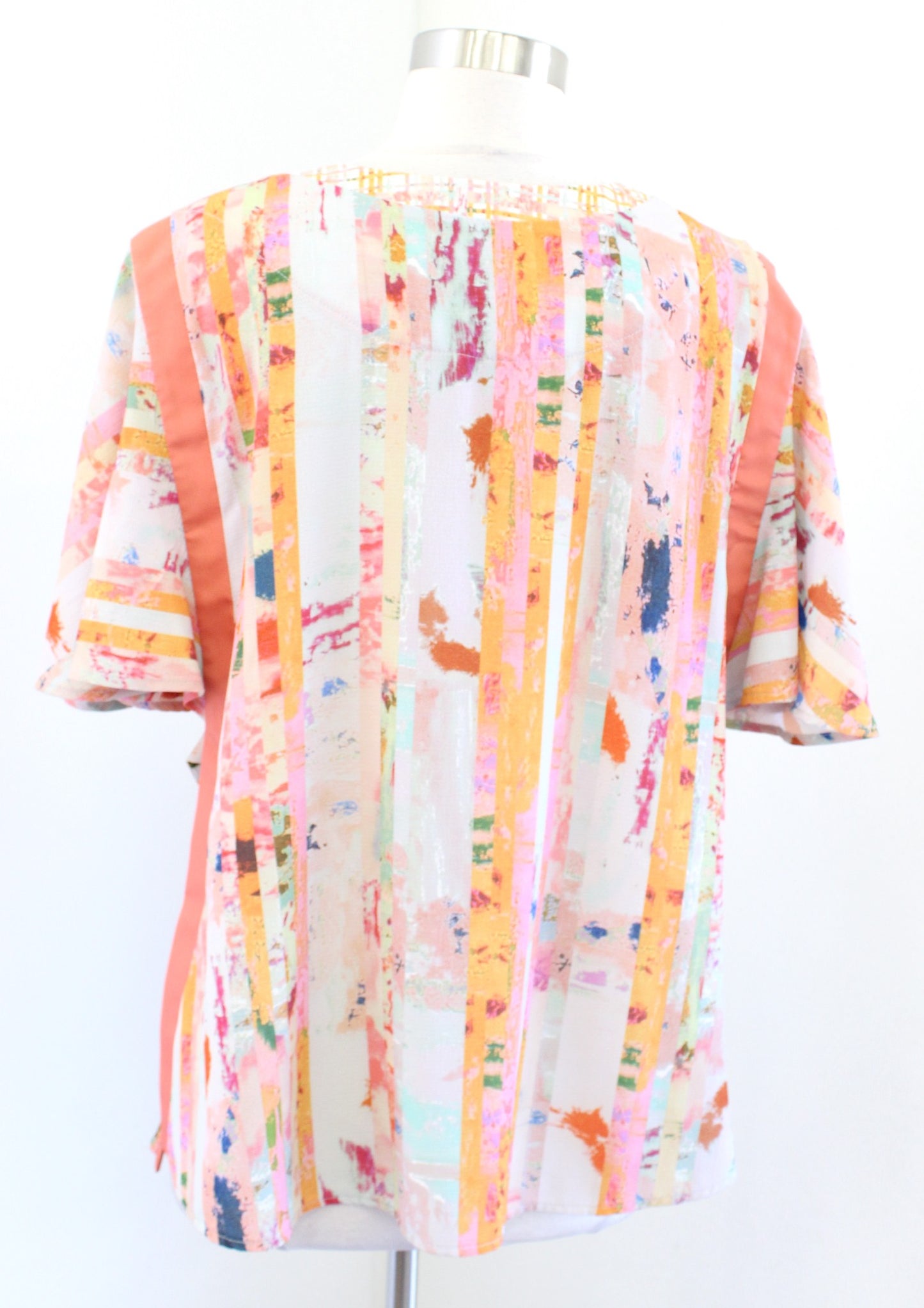 Floreat Anthropologie Colorful Abstract One Size Kimono Topper Jacket S M L Boho Short Sleeve