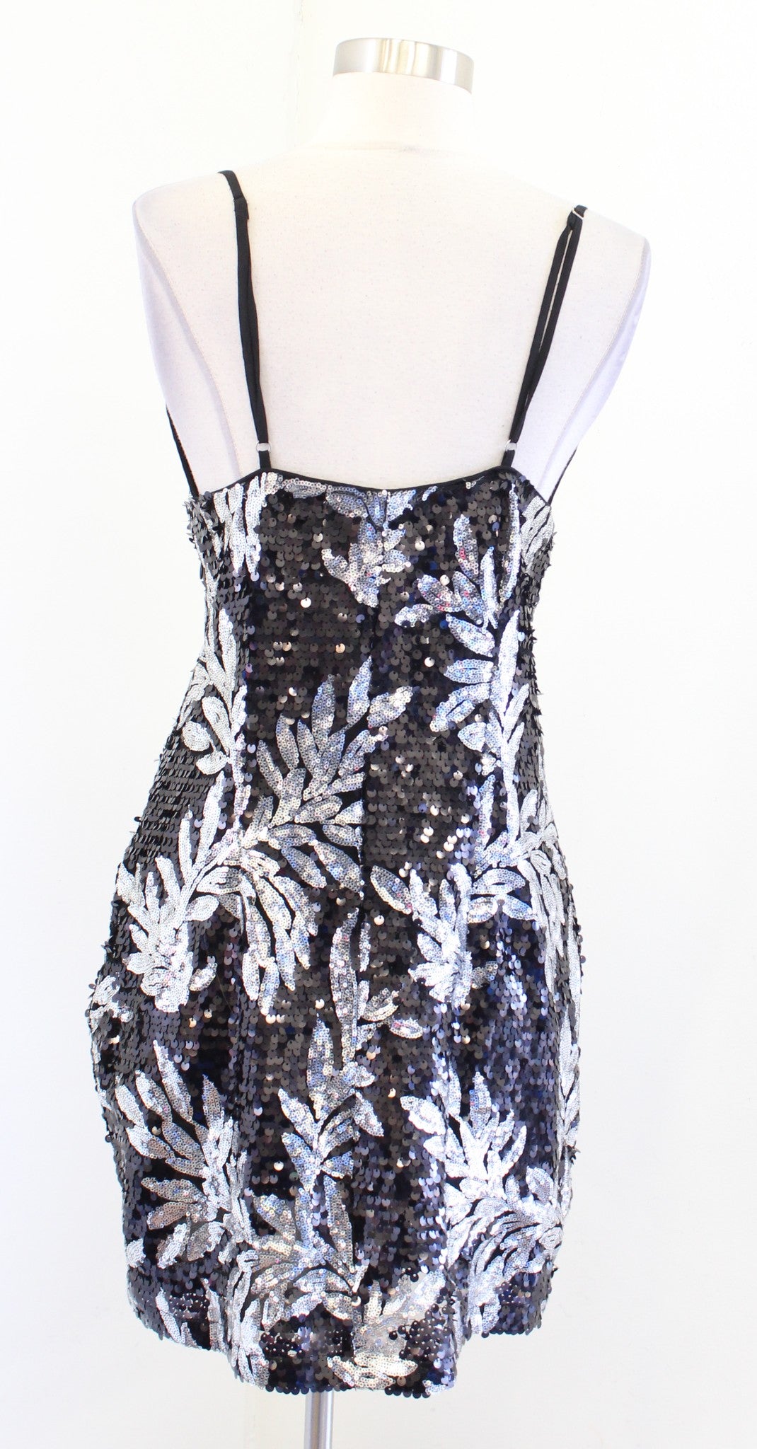 NWT Walter Baker Black Silver Floral Sequin Fantasy Luella Dress Party Size 8