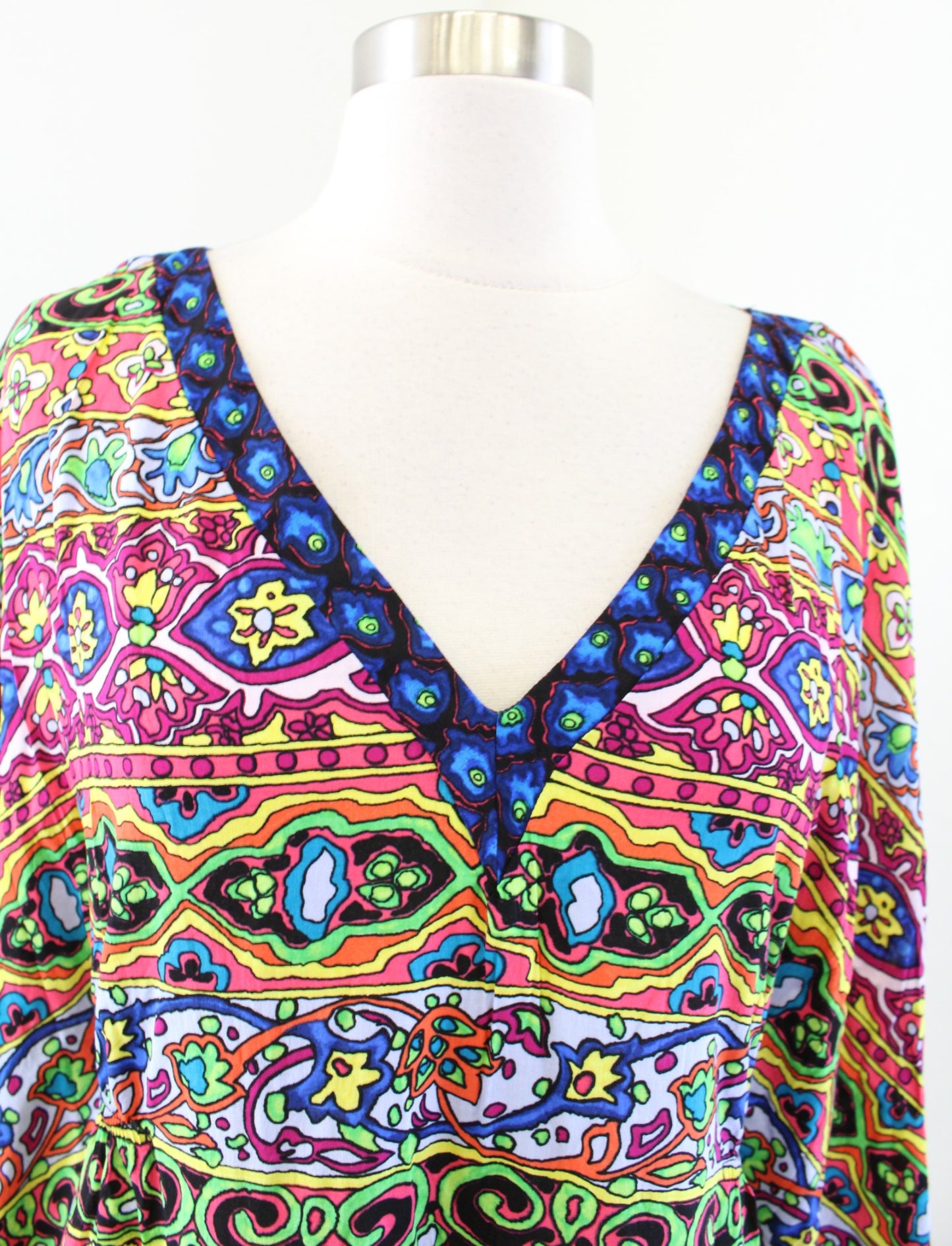 NWT Nanette Lepore Carnaval Geometric Print Colorful Tunic Swim Cover Coverup XS