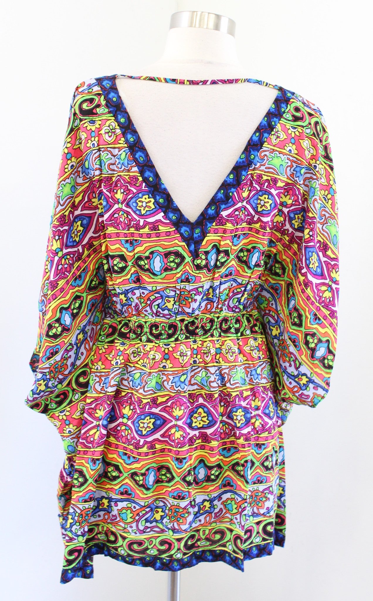 NWT Nanette Lepore Carnaval Geometric Print Colorful Tunic Swim Cover Coverup XS