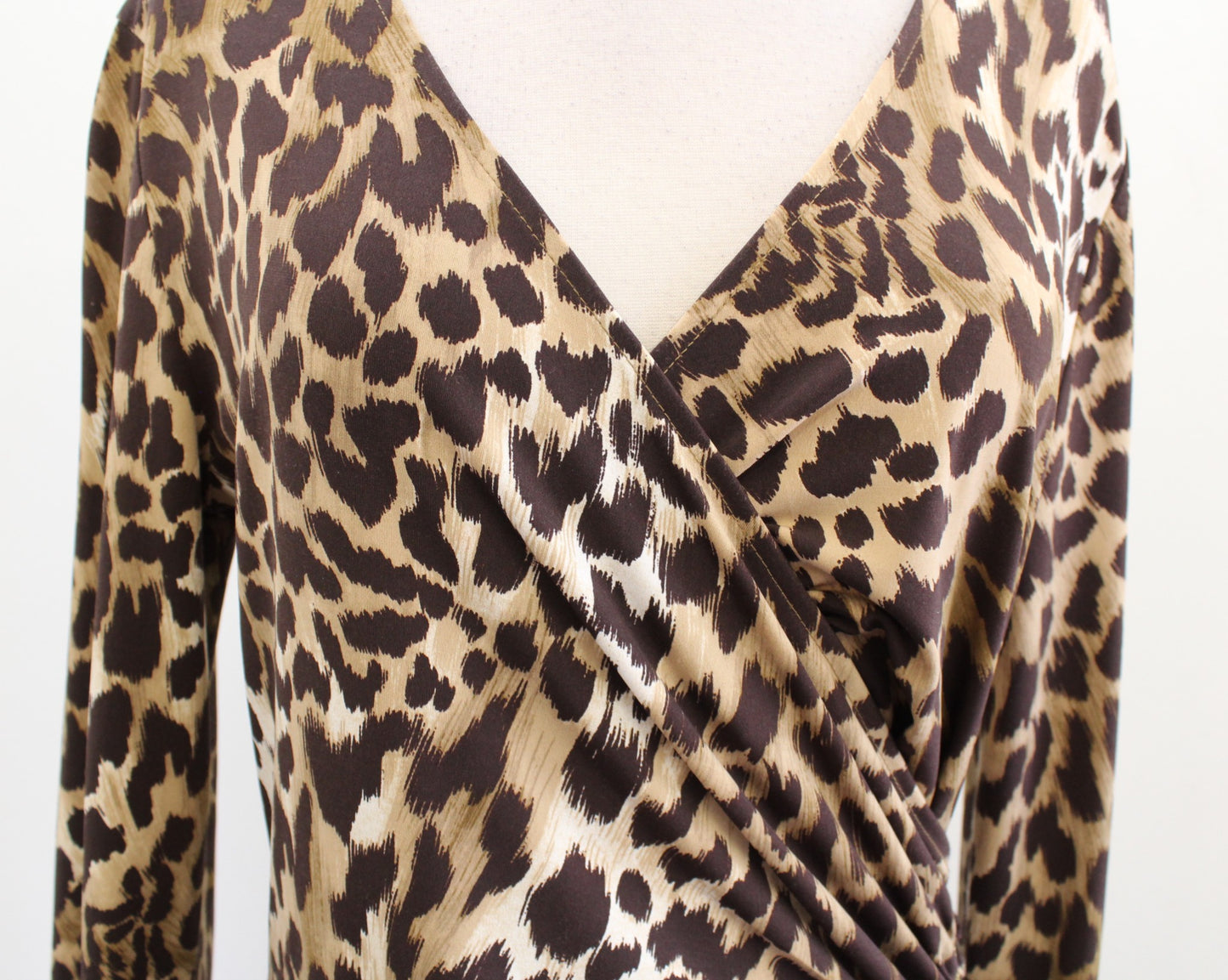 Michael Kors Leopard Print Zipper Accent Ruched Jersey Wiggle Dress Size 8