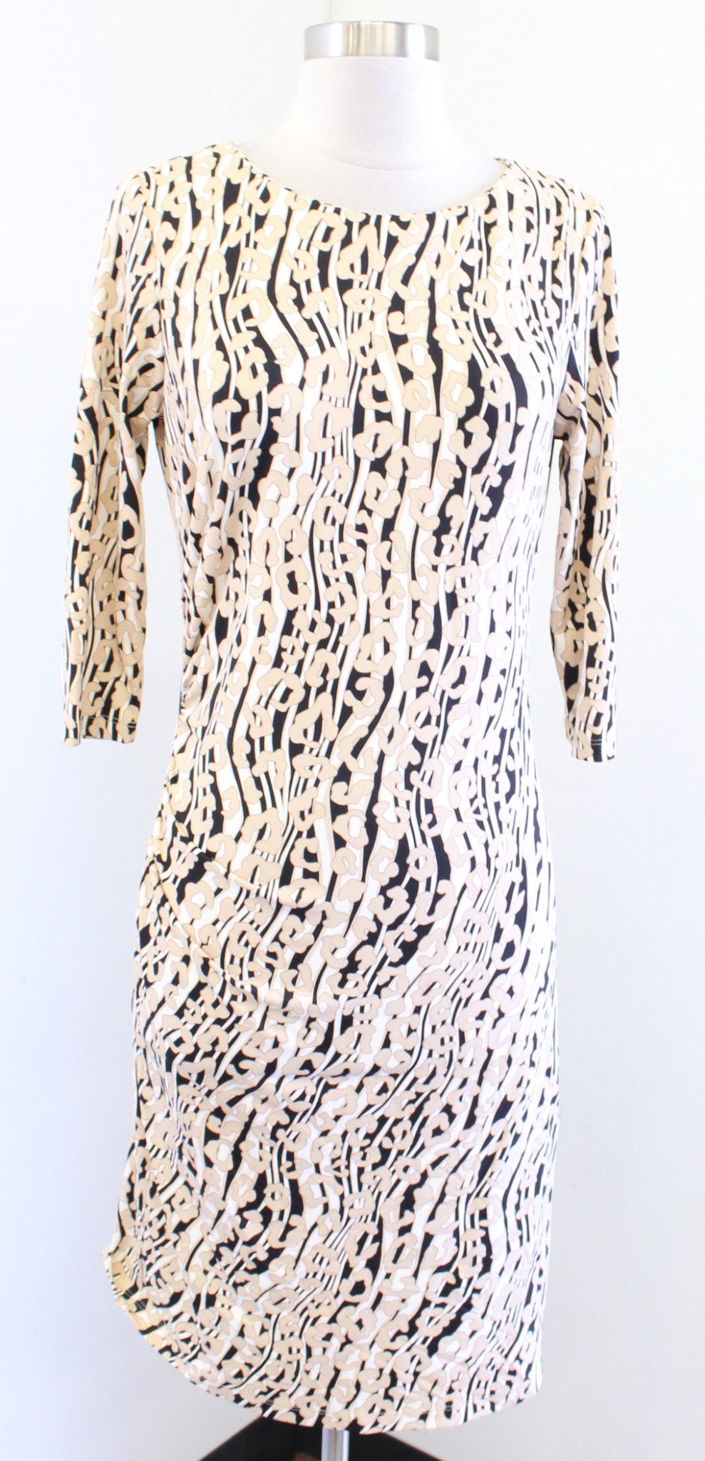 NWT J McLaughlin Sage 3/4 Sleeve /Ruched Leopard Print Catalina Cloth Dress Sz S