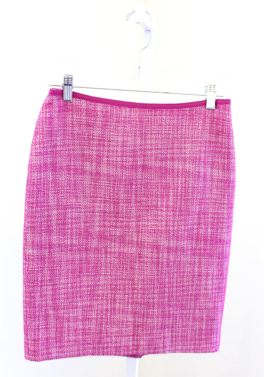 NWT Talbots Womens Fuschia Berry Pink White Tweed Straight Pencil Skirt Size 2P