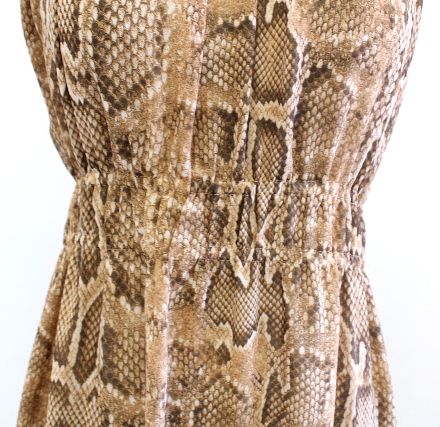 Zara Tan Snakeskin Print Halter Smocked Flounce Hem Midi Maxi Dress Size M