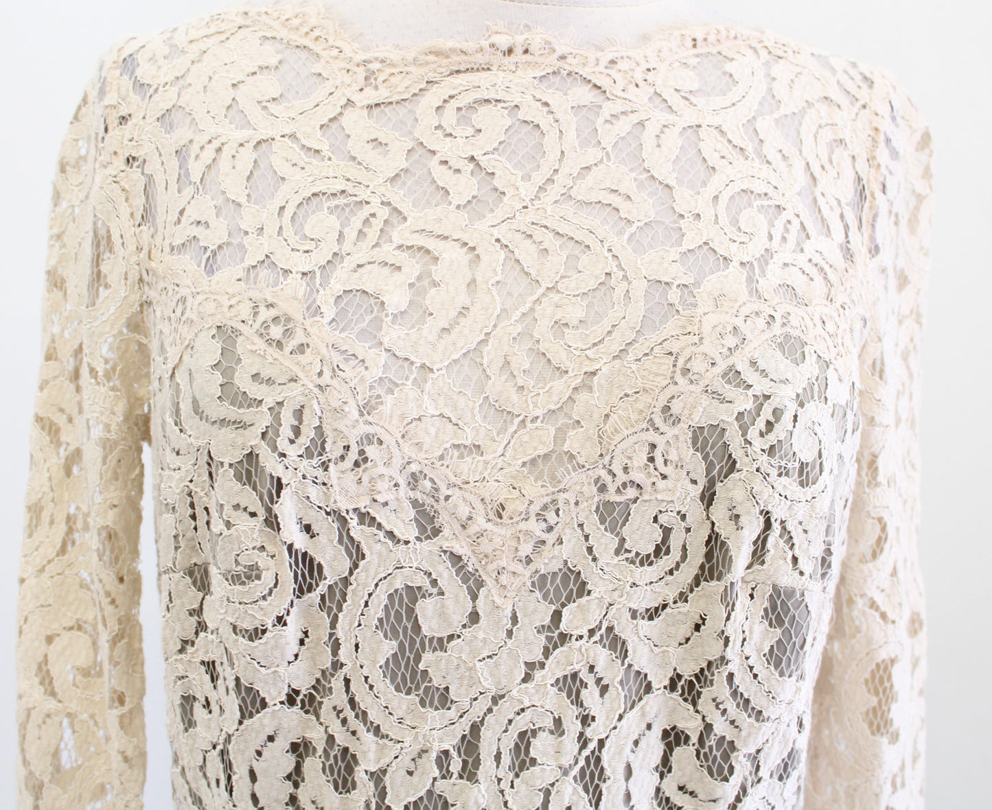 Tadashi Shoji Cream Taupe Tan Color Block Lace Dress Cocktail Party Size 10