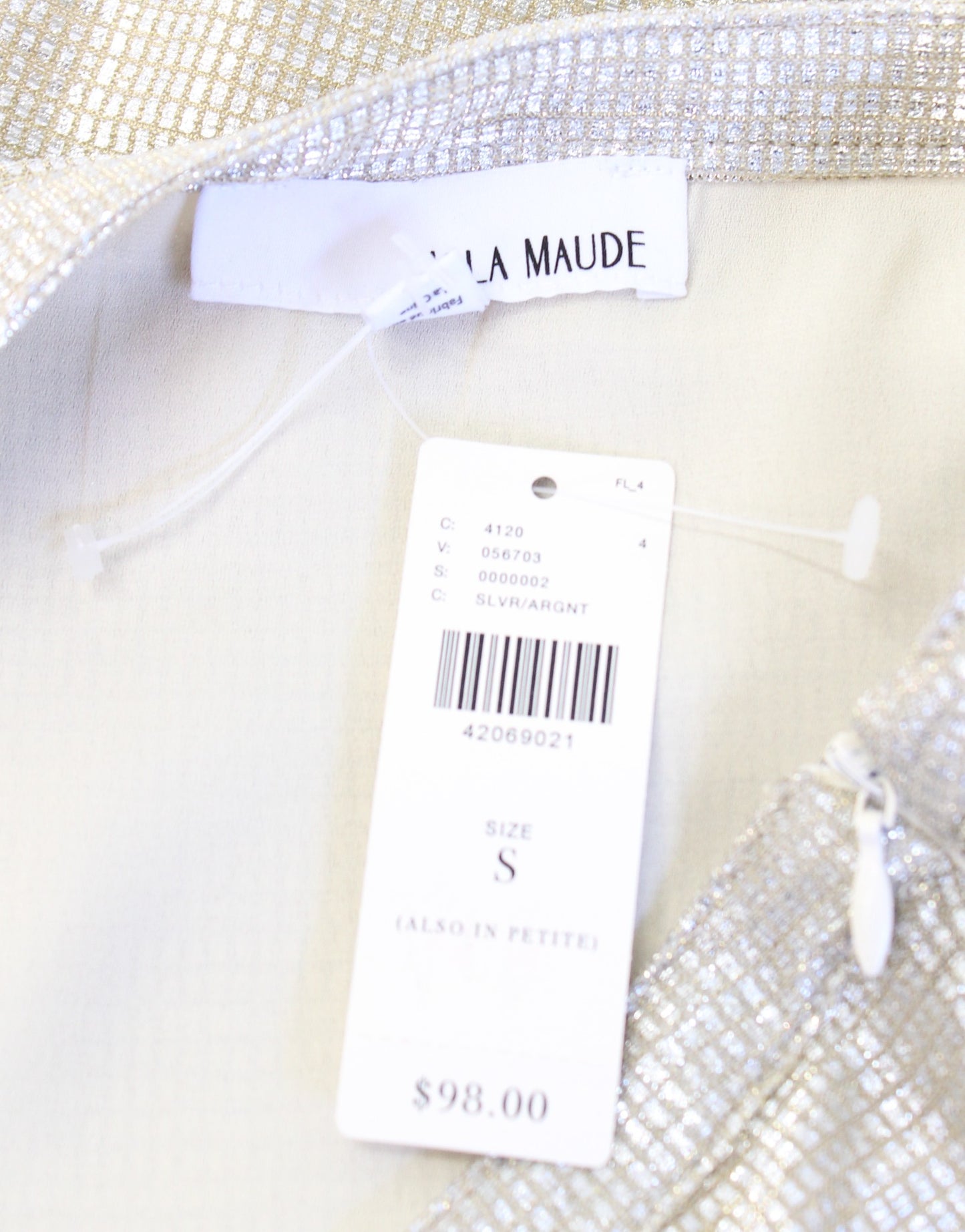 NWT Isla Maude Anthropologie Marcia Metallic Asymmetrical Hem Skirt Size S