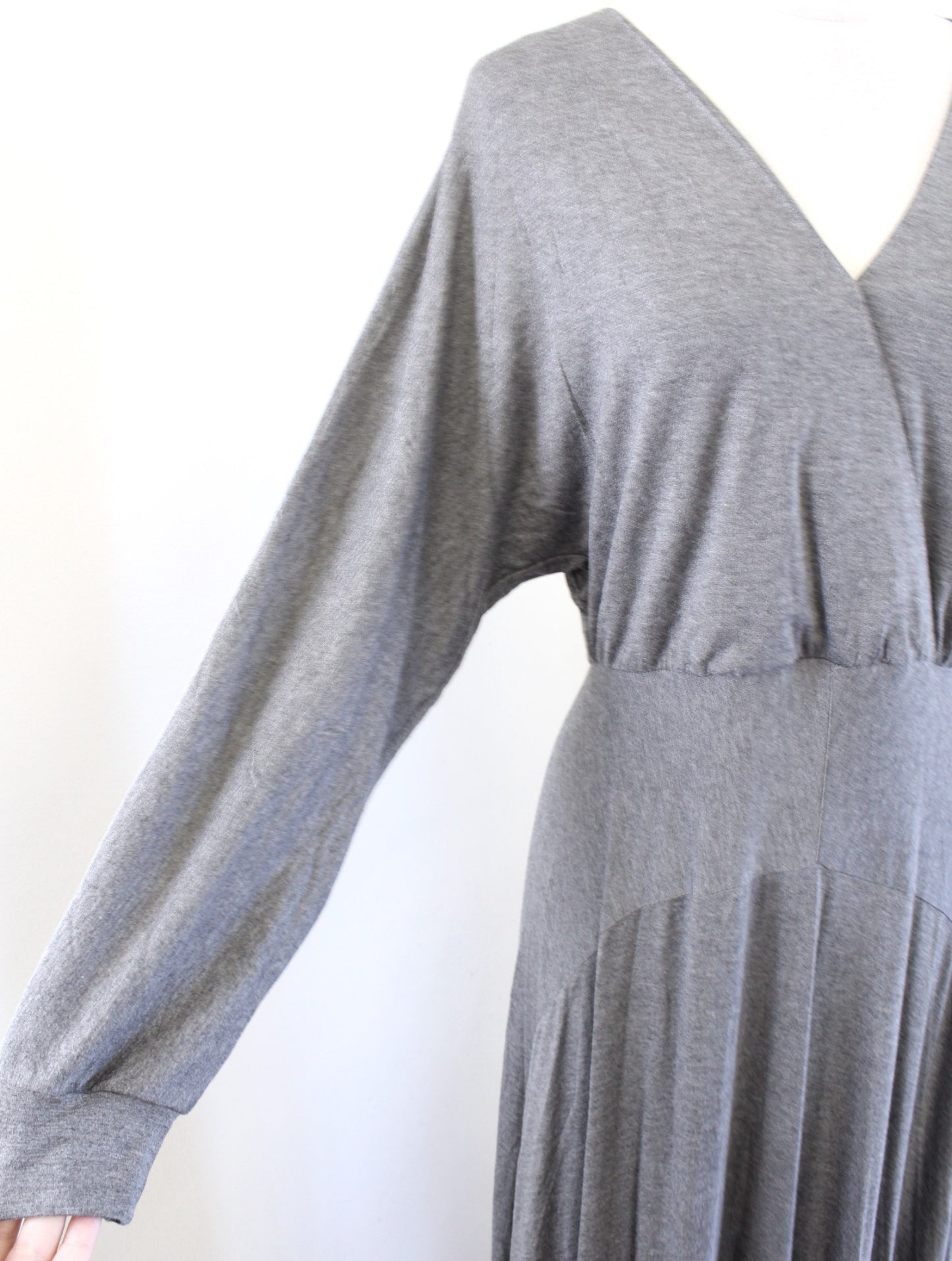 Soft Surroundings Delphi Heather Gray Knit Dolman Draped Maxi Dress Size XS