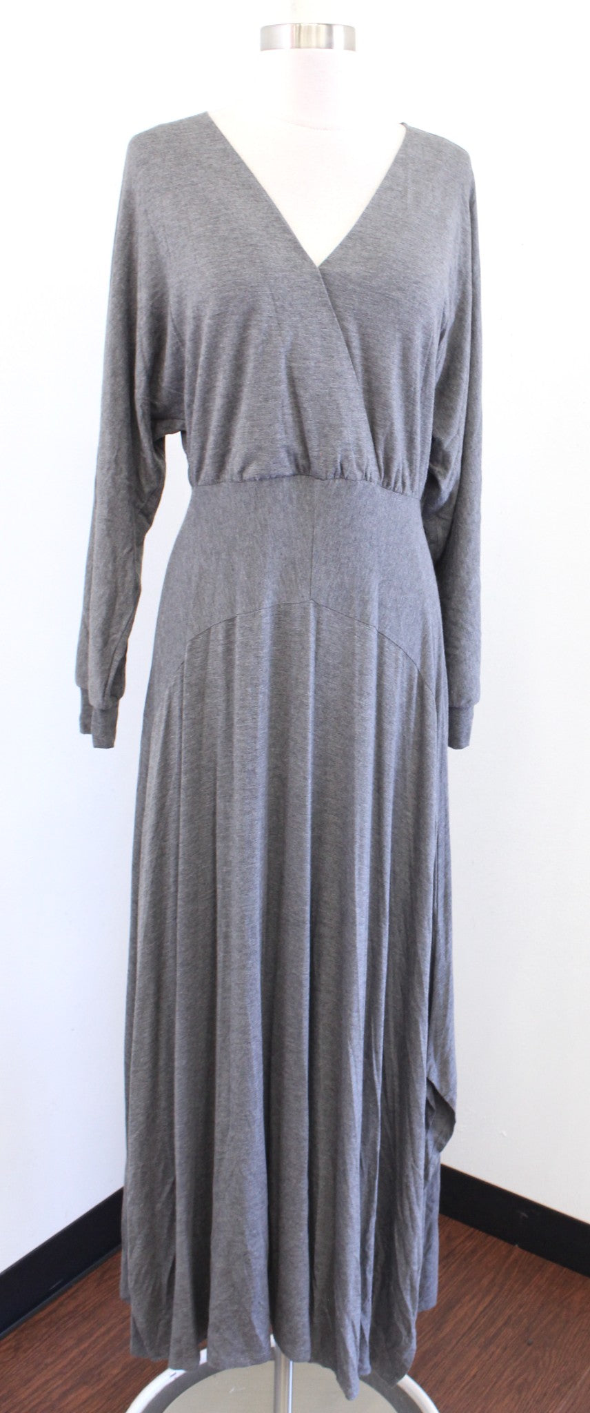 Soft Surroundings Delphi Heather Gray Knit Dolman Draped Maxi Dress Size XS