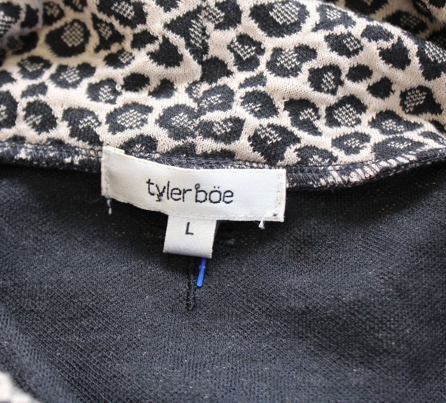 Tyler Boe Tan Black Leopard Print Knit Cowl Neck Shift Dress Mini Size L