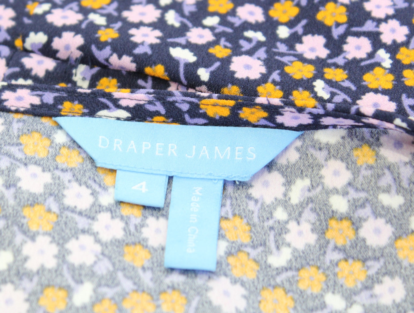 Draper James Miranda Ditsy Floral Print Ruffle Sleeve Midi Wrap Dress sz 4 Navy
