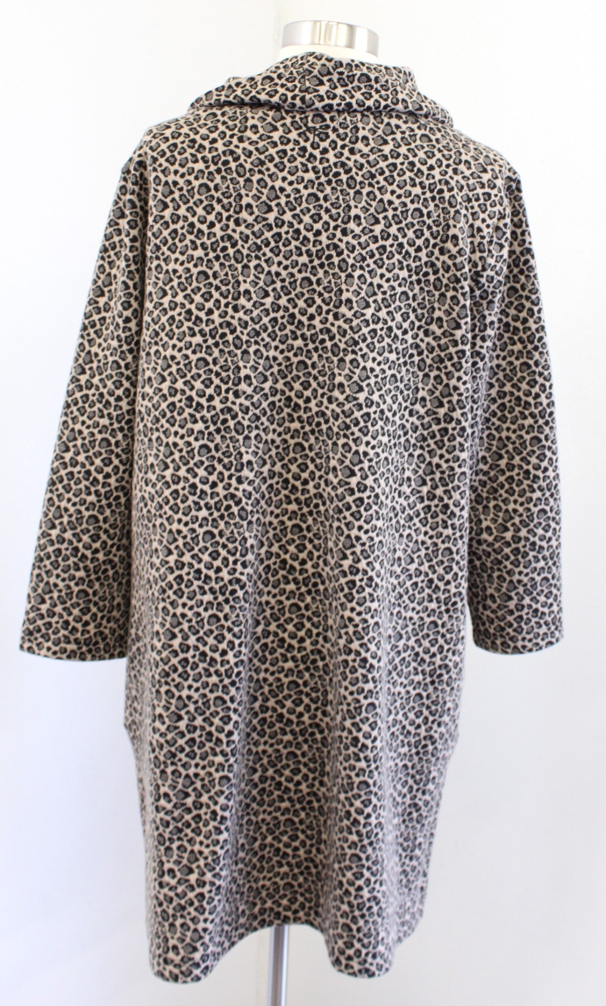Tyler Boe Tan Black Leopard Print Knit Cowl Neck Shift Dress Mini Size L