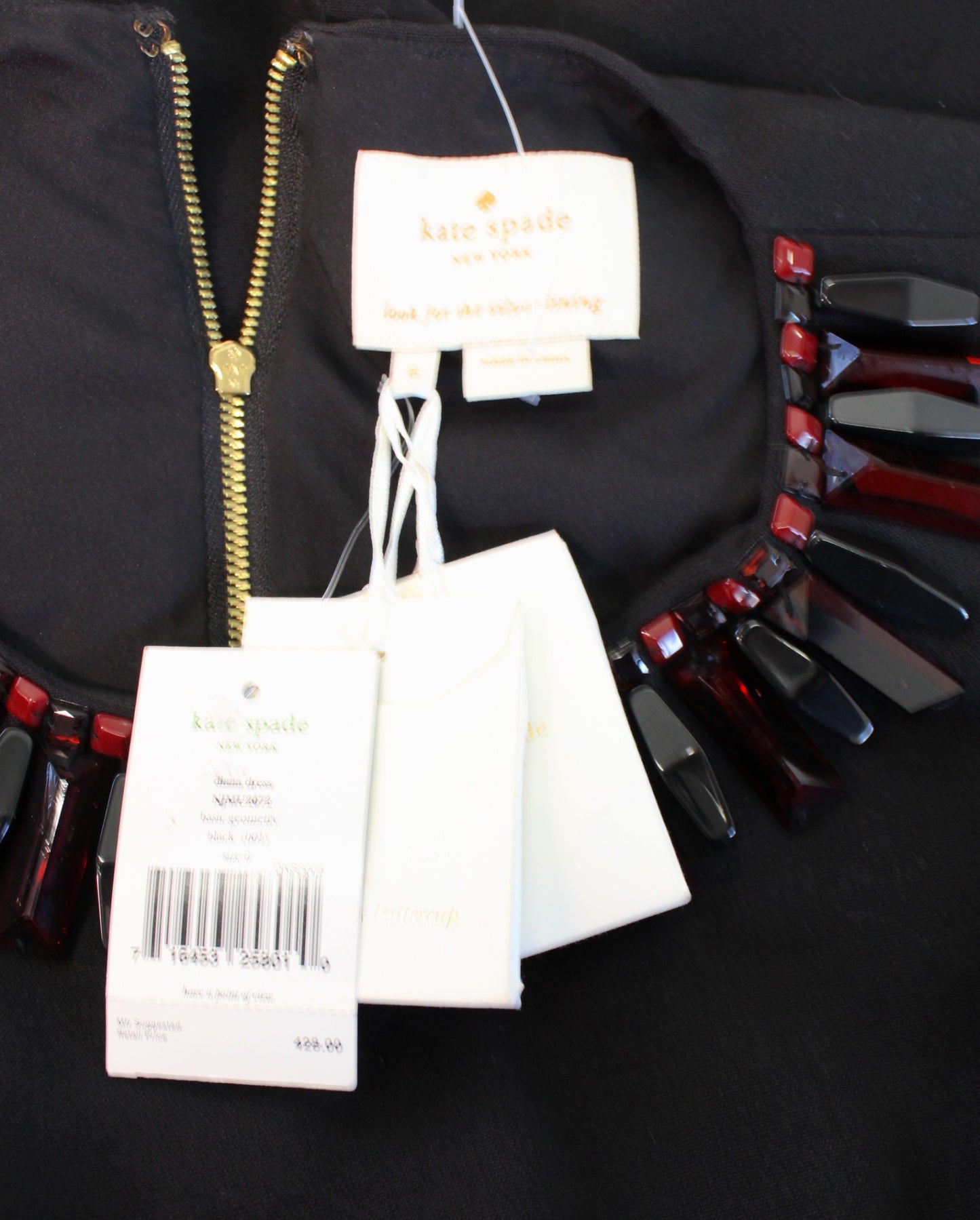 NWT $428 Kate Spade Diana Black Beaded Embellished Neck Sheath Dress Size 6