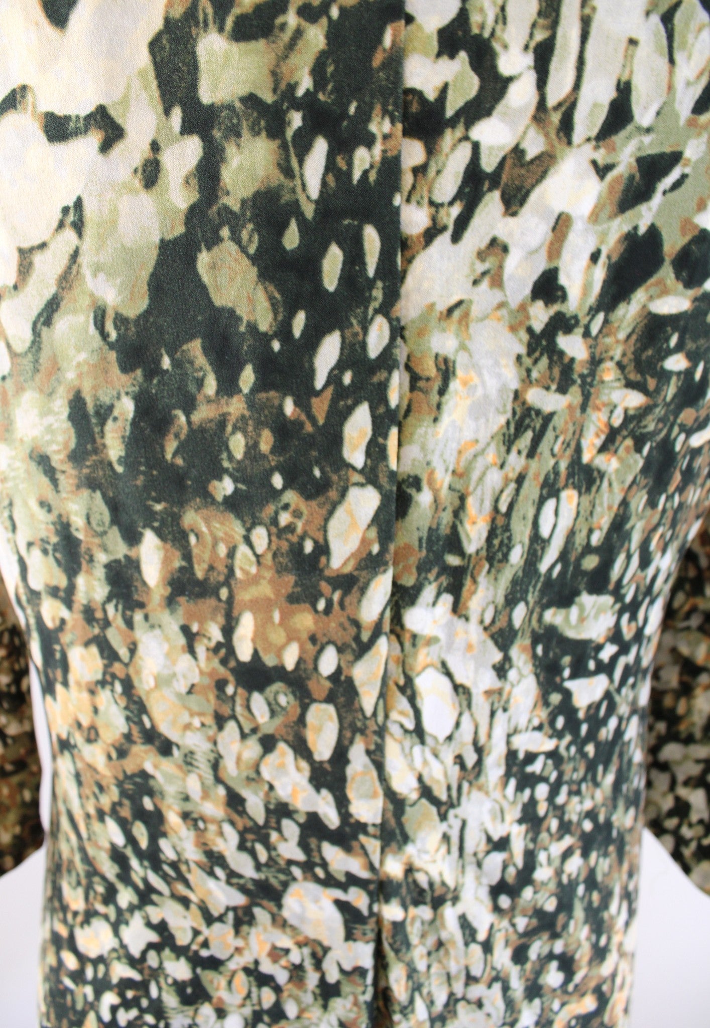 Boston Proper Green Abstract Print V Neck Ruched 3/4 Sleeve Wiggle Dress Size 12