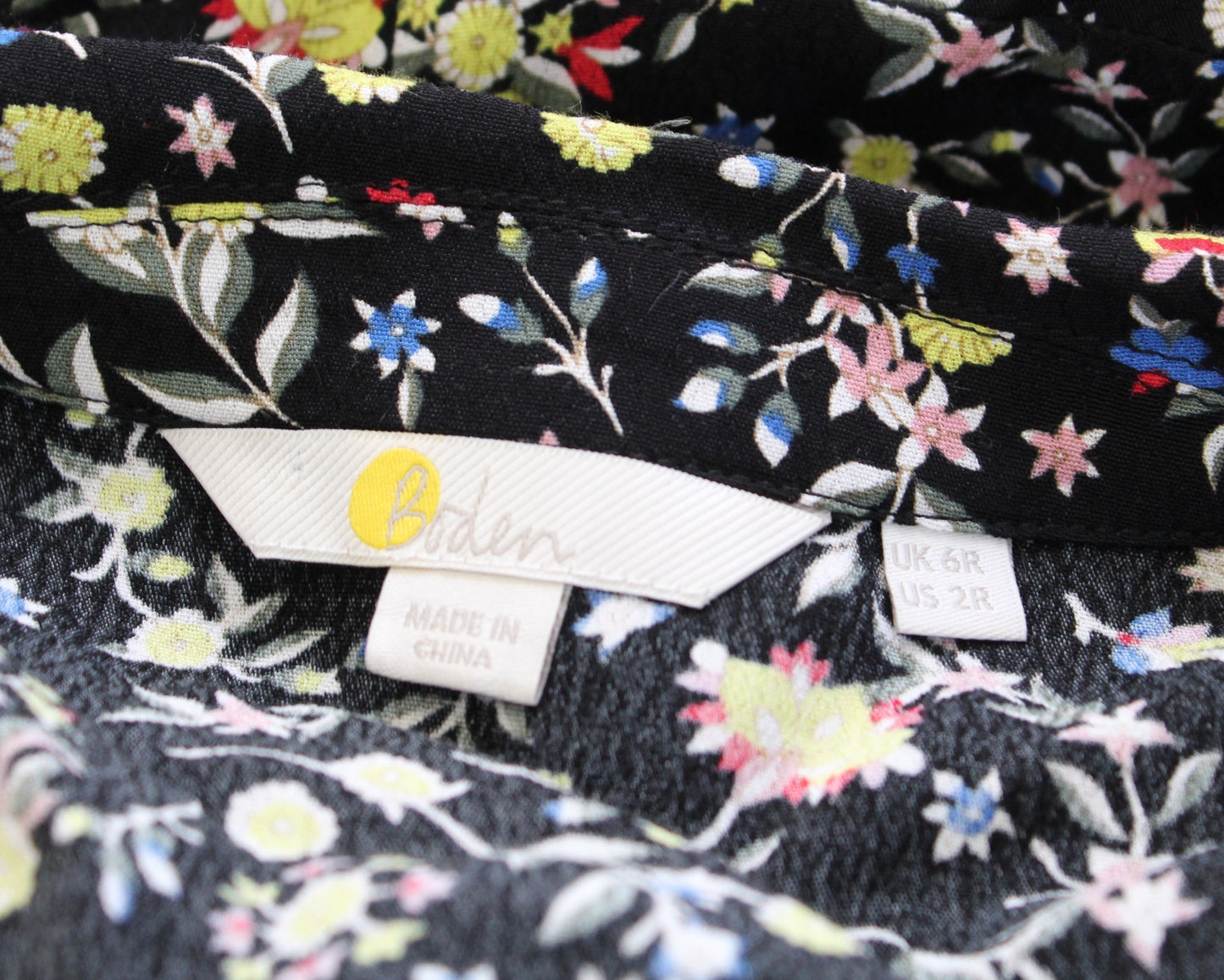 Boden Womens Black Wildflower Paisley Floral Tie Neck Shirt Dress Size US 2R 2