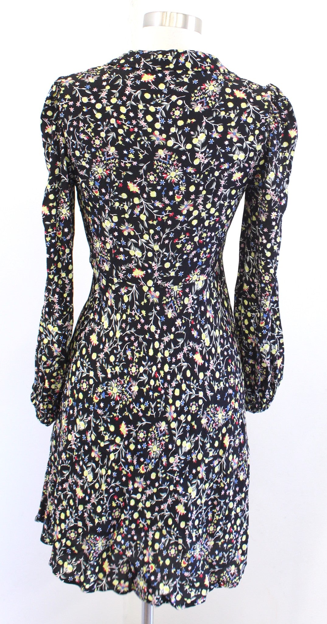 Boden Womens Black Wildflower Paisley Floral Tie Neck Shirt Dress Size US 2R 2