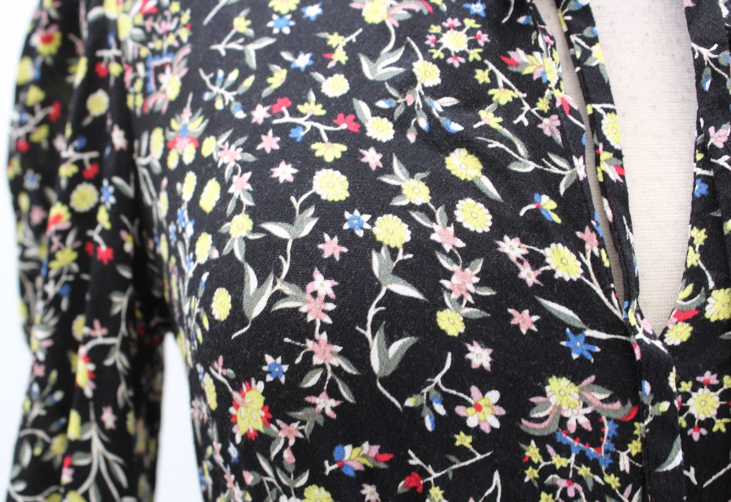 Boden Womens Black Wildflower Paisley Floral Tie Neck Shirt Dress Size US 2R 2