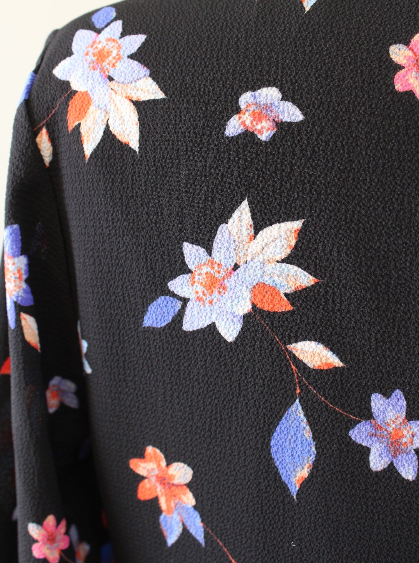 Eliza J Womens Black Blue Floral Print Bell Sleeve Flounce Hem Dress Size 6