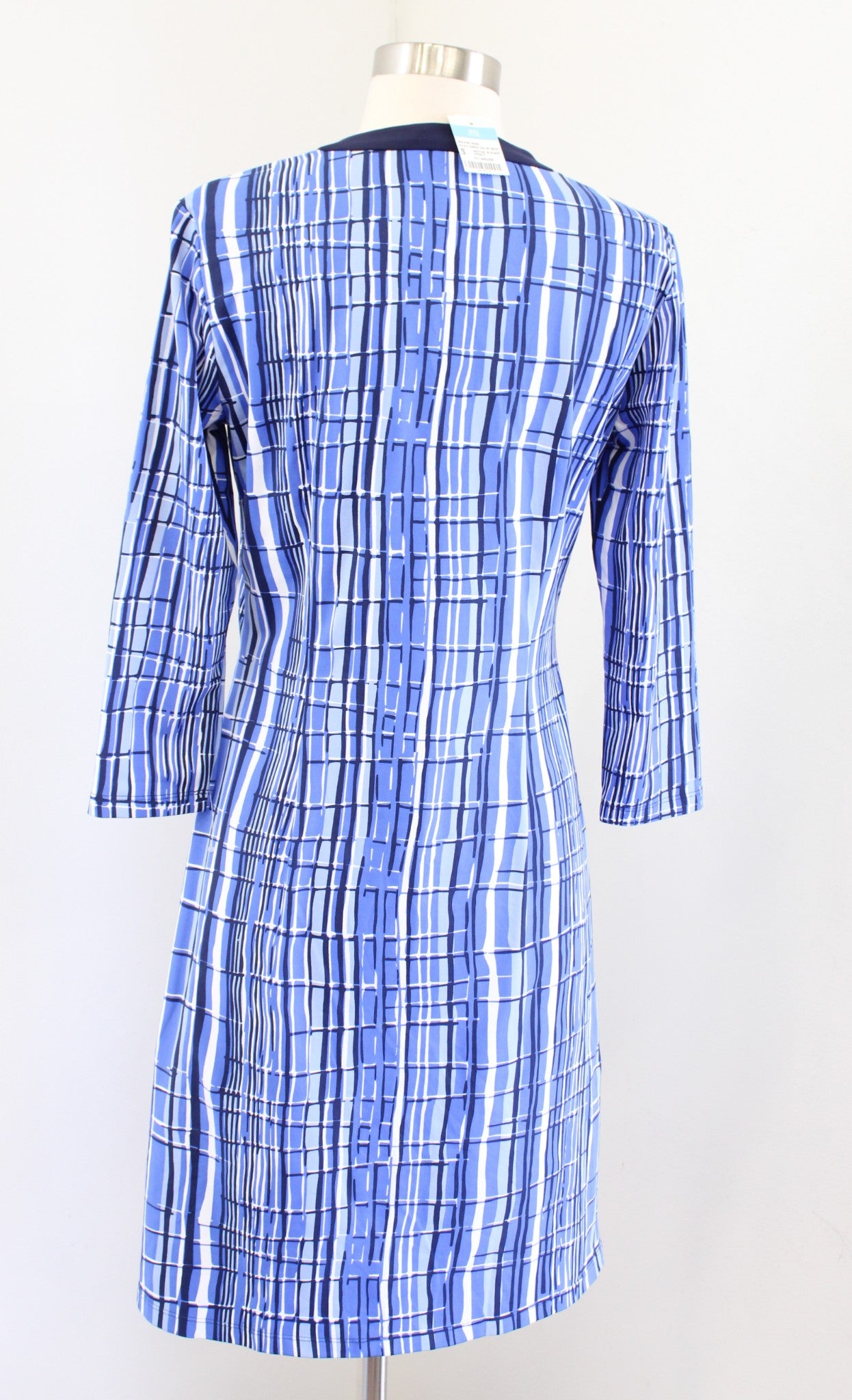 NWT J McLaughlin Blue Printed 3/4 Sleeve Banded Shift Dress Size S Catalina