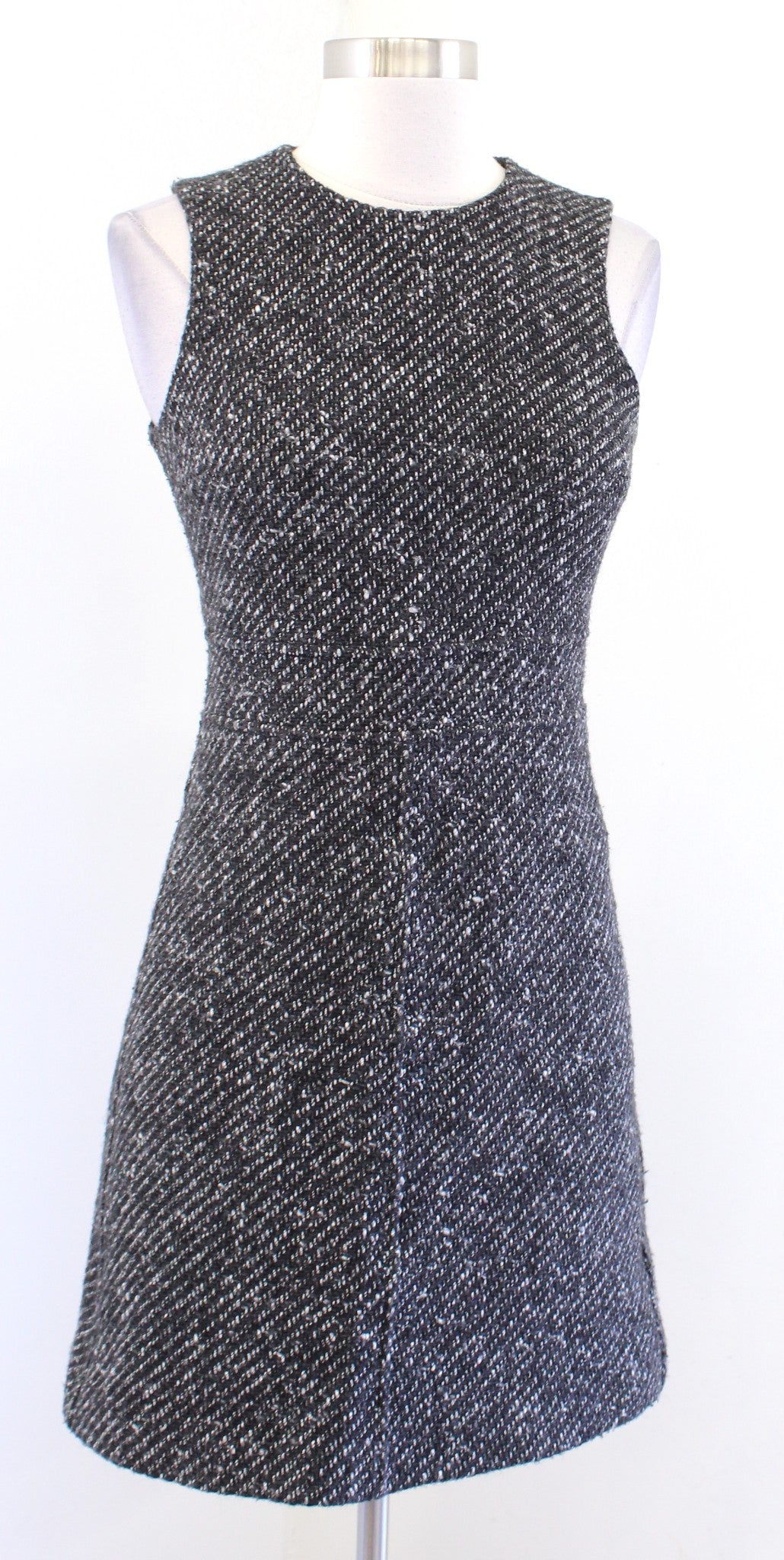 Theory Womens Raneid Black Gray White Tweed Wool Blend Sheath Dress Size 2 Mini