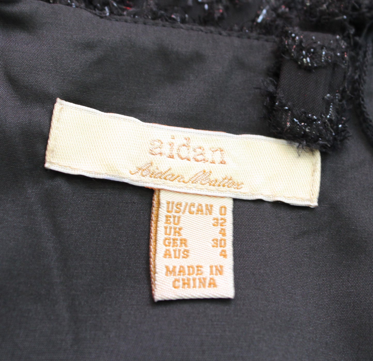 Aidan Mattox Black Metallic Chevron Striped Fit and Flare Cocktail Party Dress 0