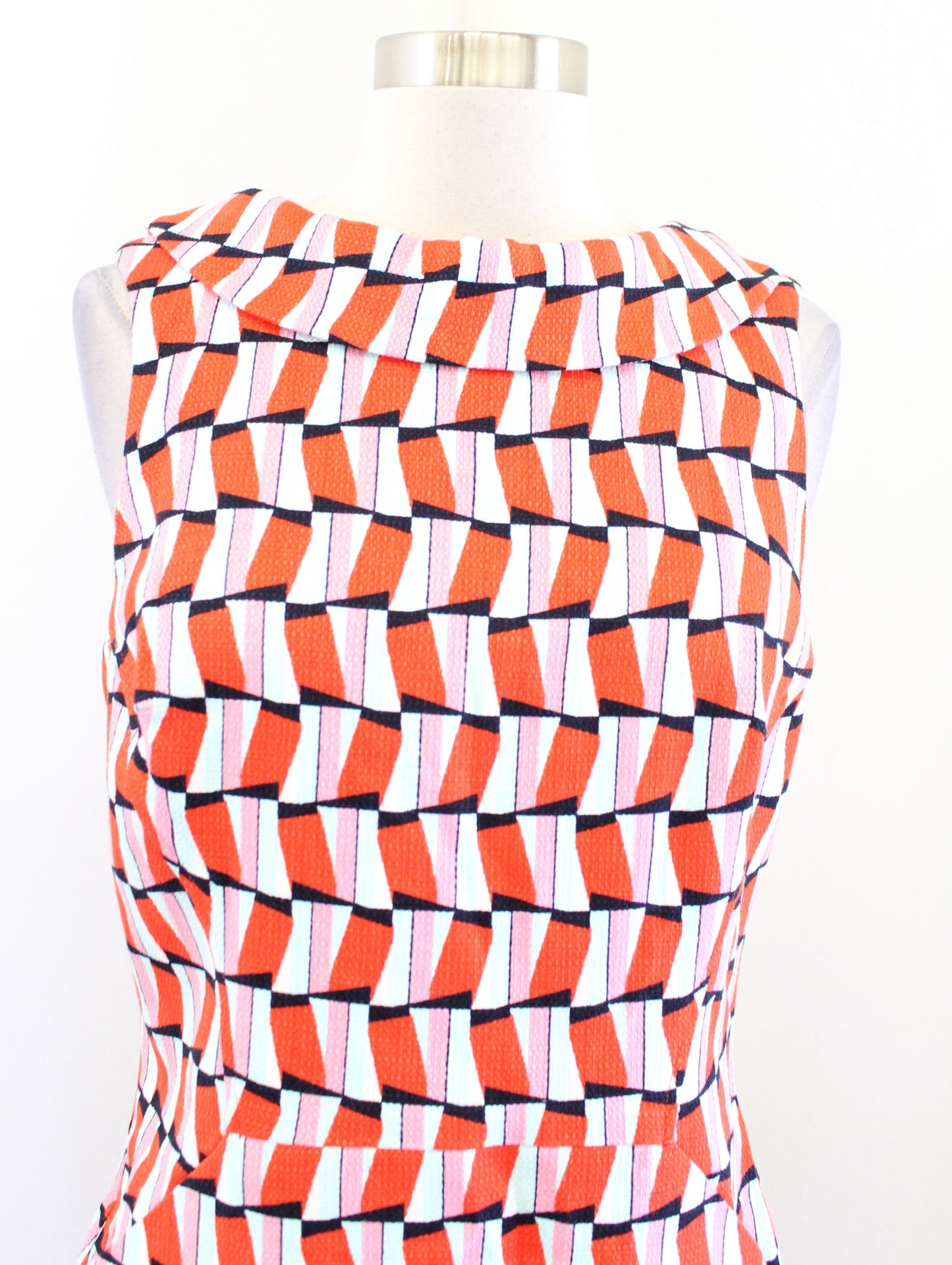 Boden Martha Geometric Print Seam Detail Foldover Collar Sheath Dress Sz Us 8R 8